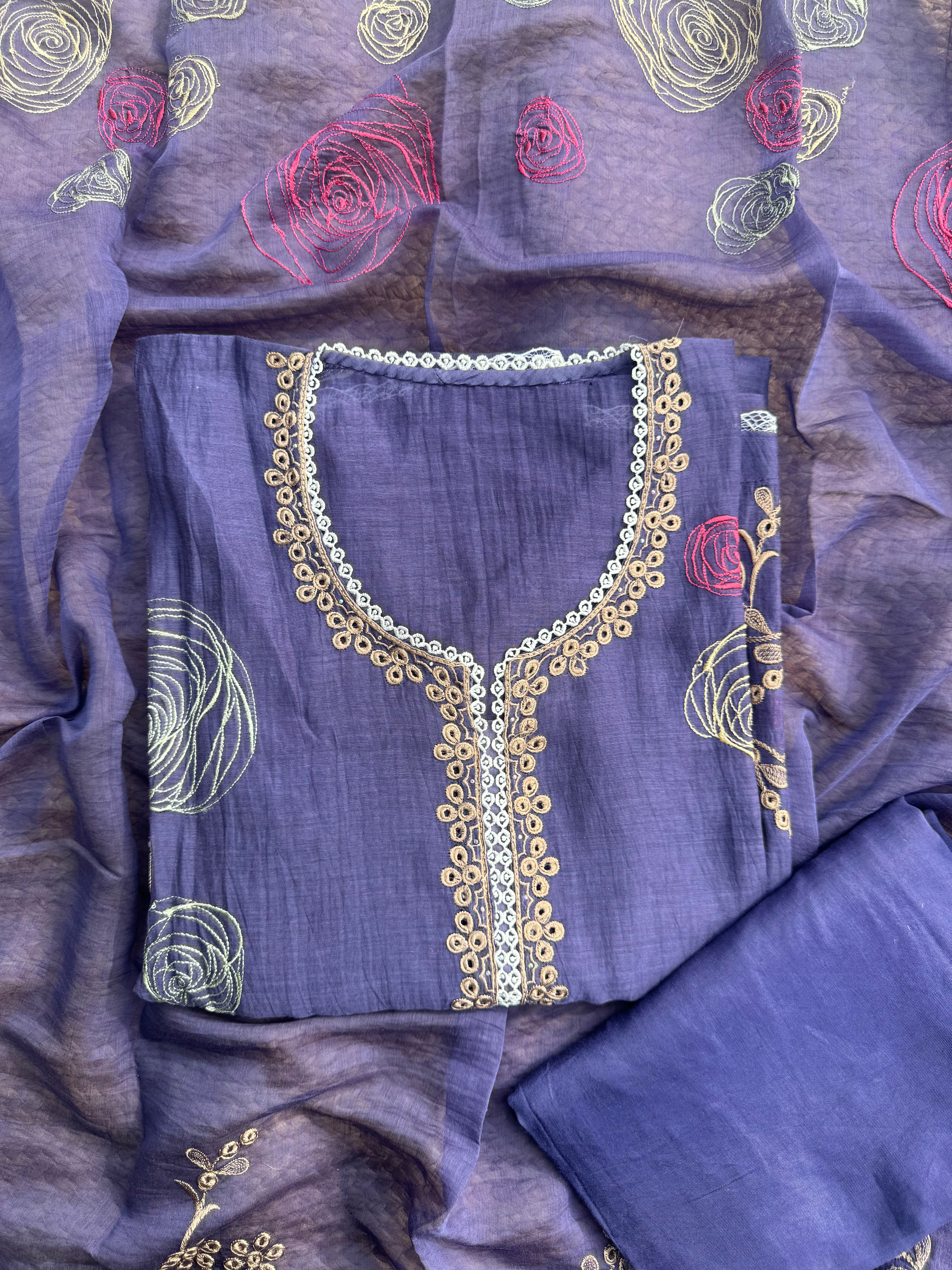 Mystic mauve pure Mulmul suit set