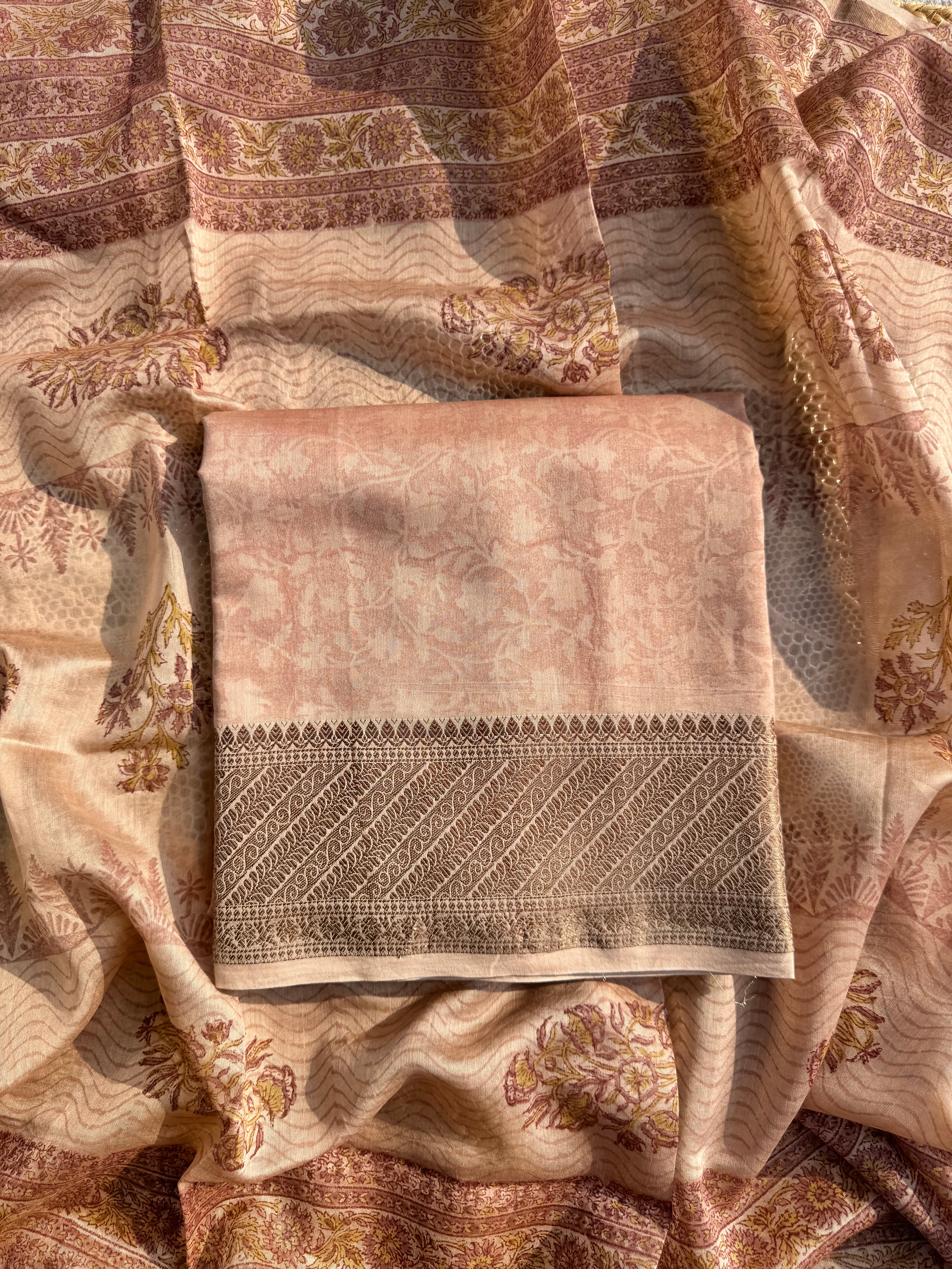Pastel festive Maheshwari suit set