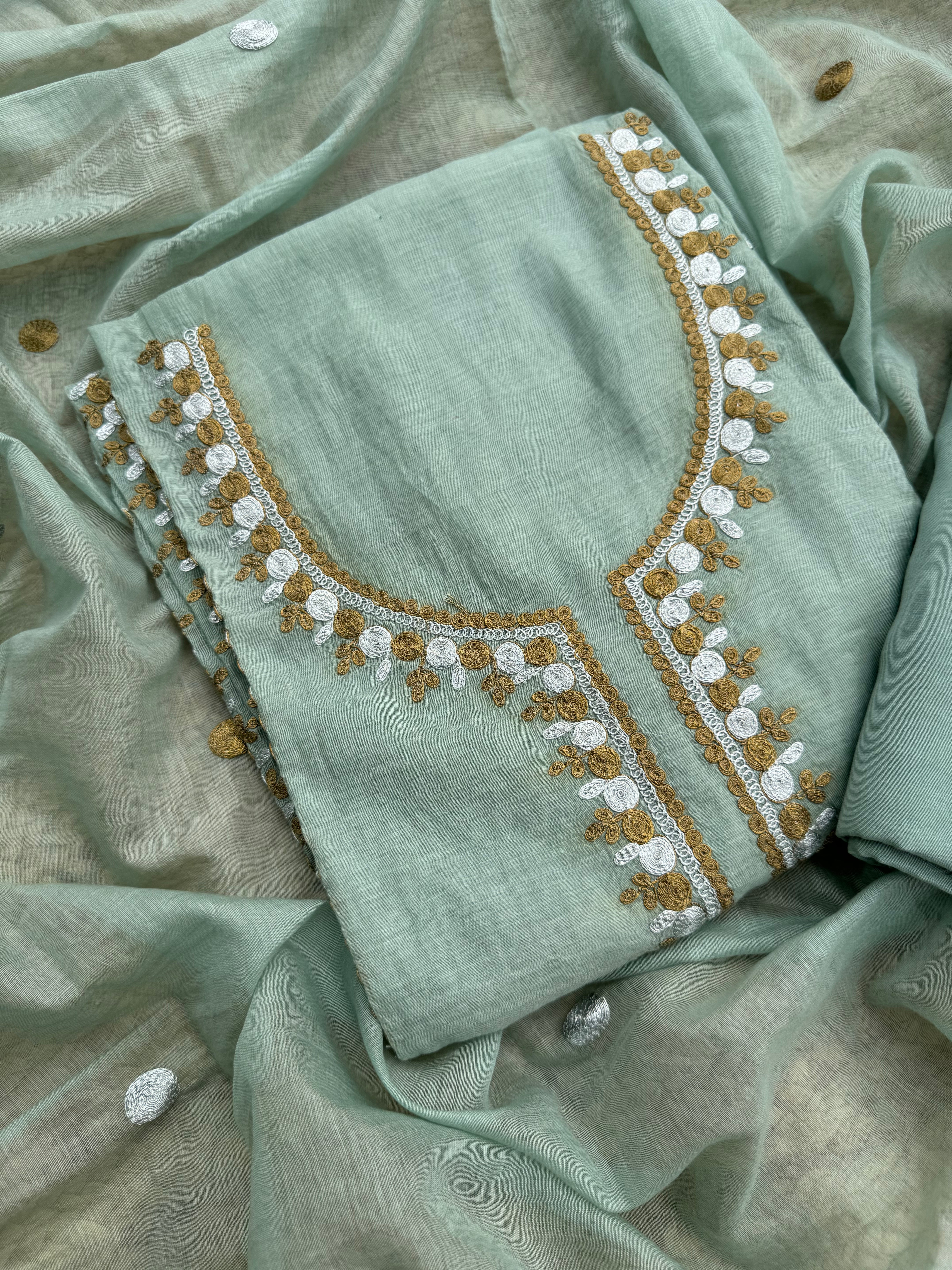 Breezy pure Mulmul Chanderi suit set