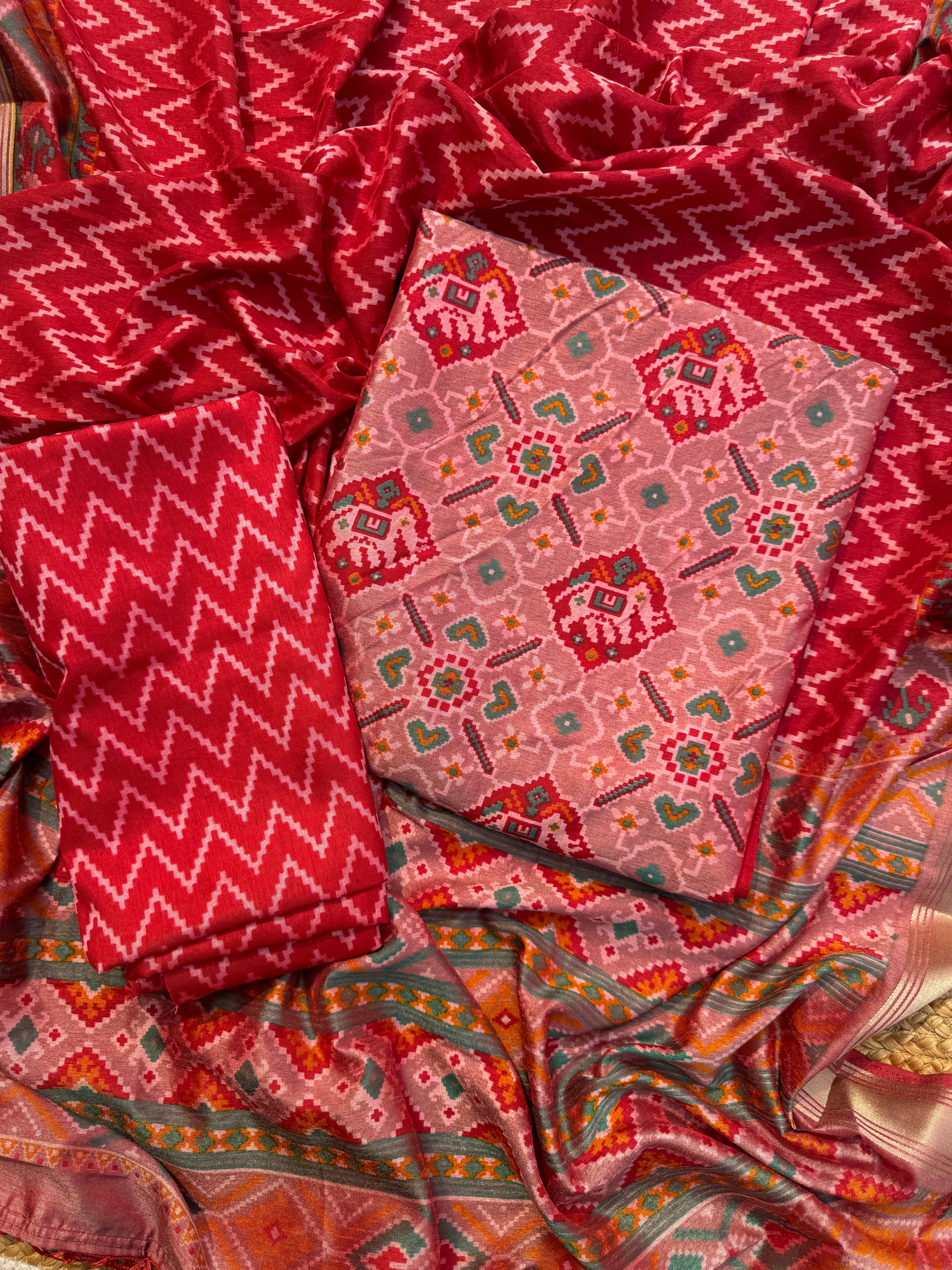 Tara silk Patola suit set