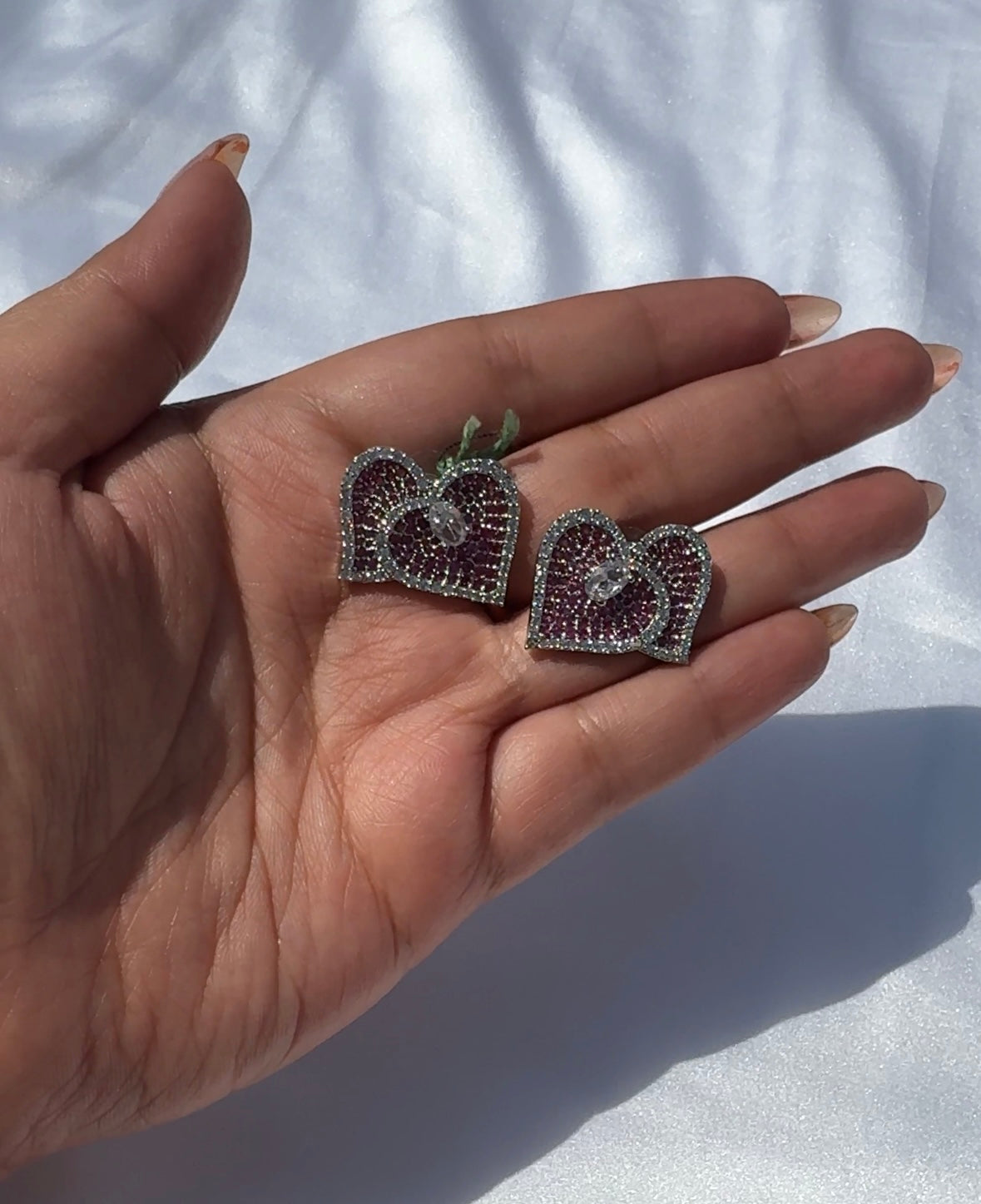 Pink heart AD studs
