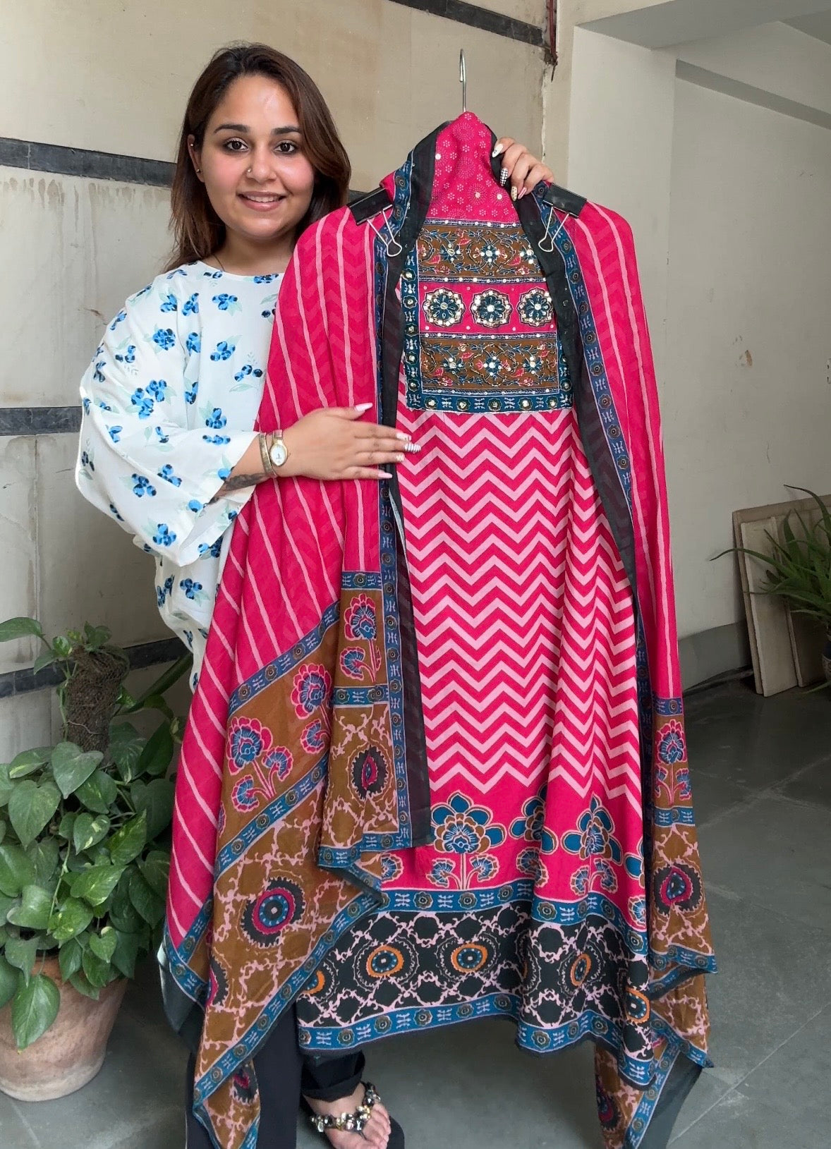 Gulaabi raag cotton suit set