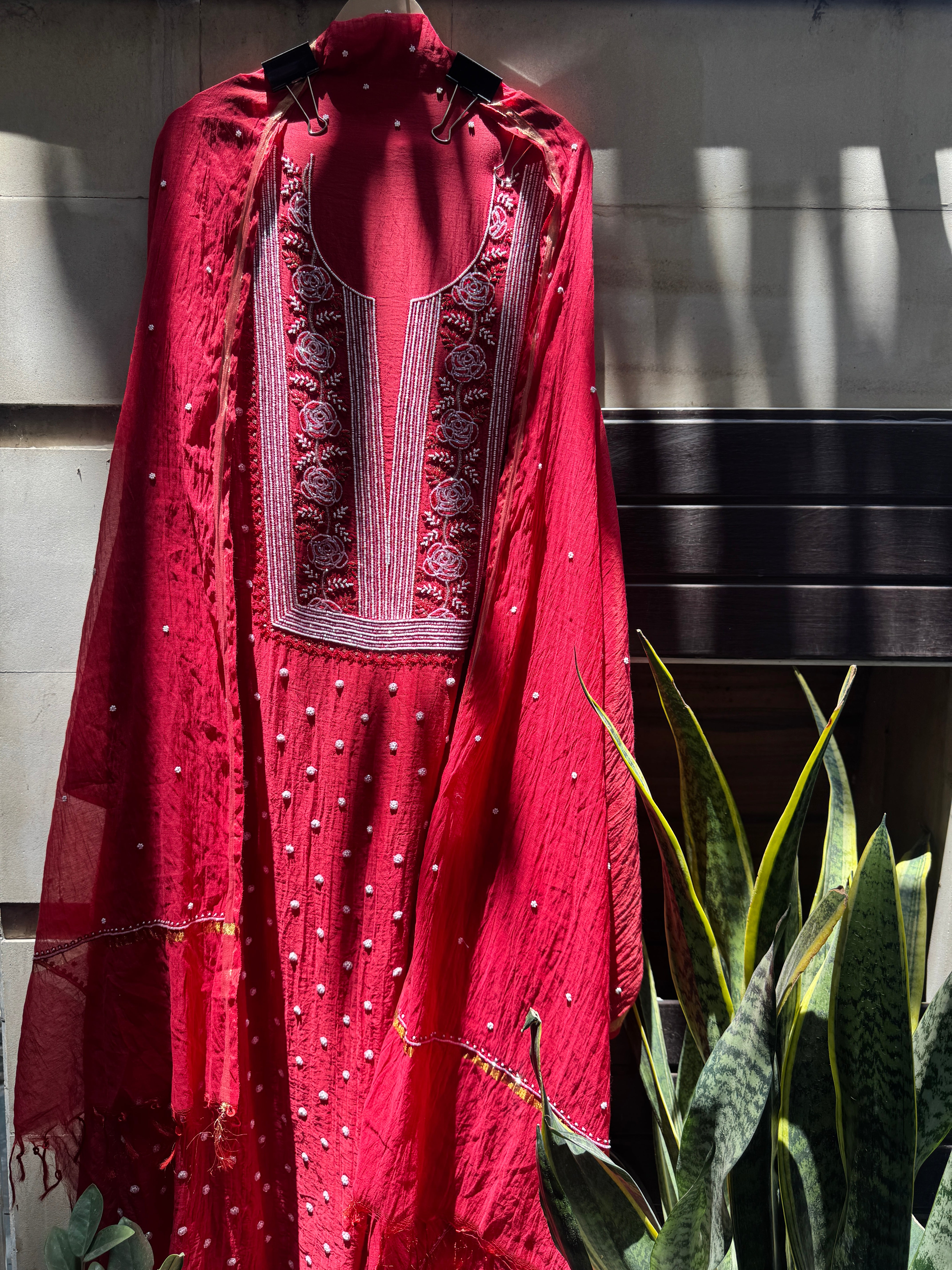 Noor pure mul Lucknowi suit set