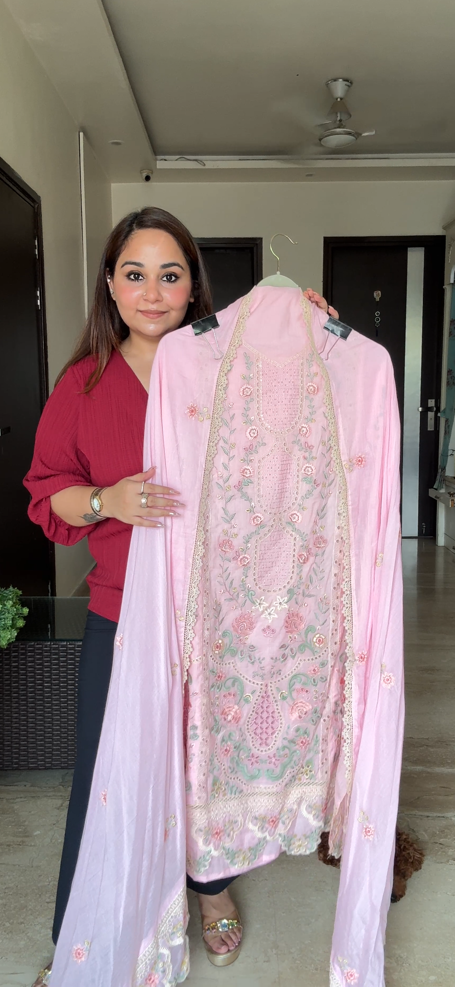 Rosé cotton suit set
