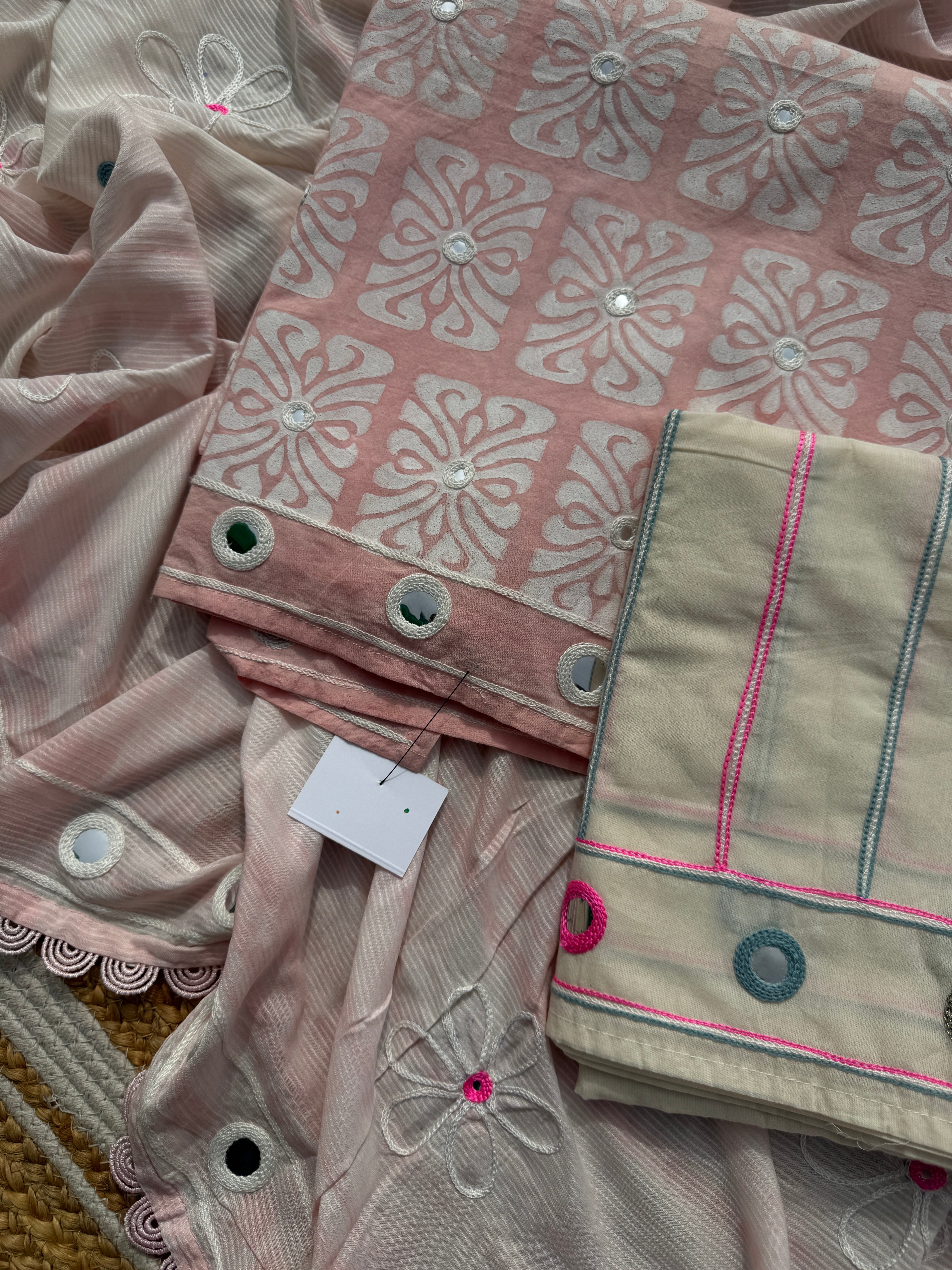 Blush petals cotton suit set