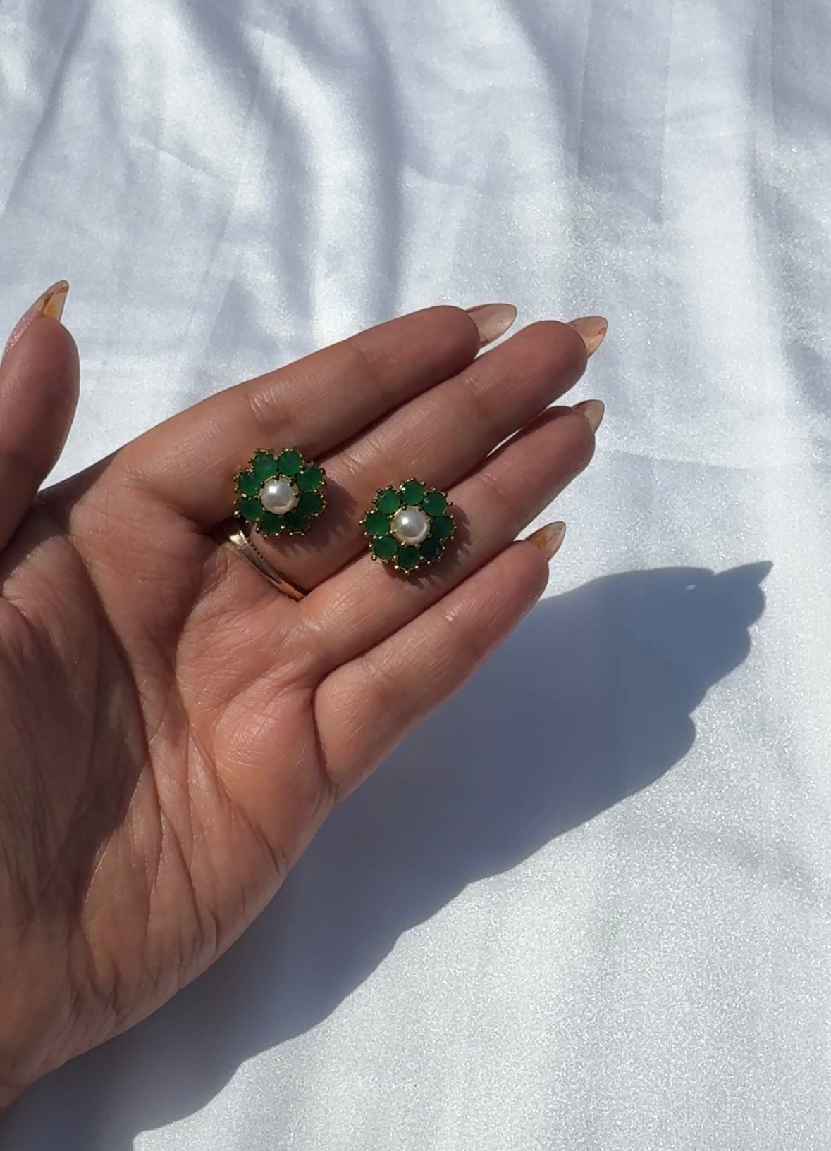 Green flower studs