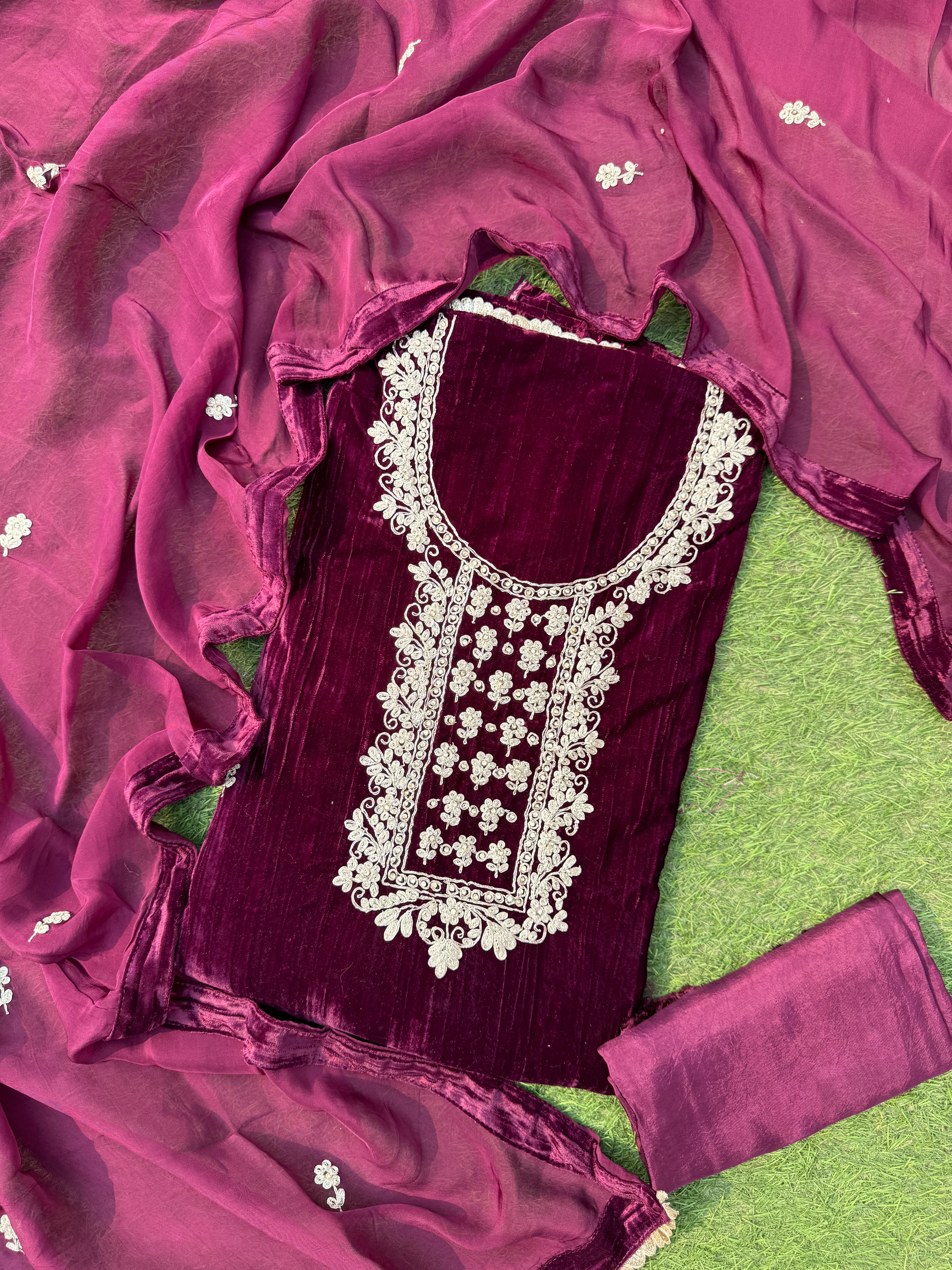 Imani crushed velvet suit set