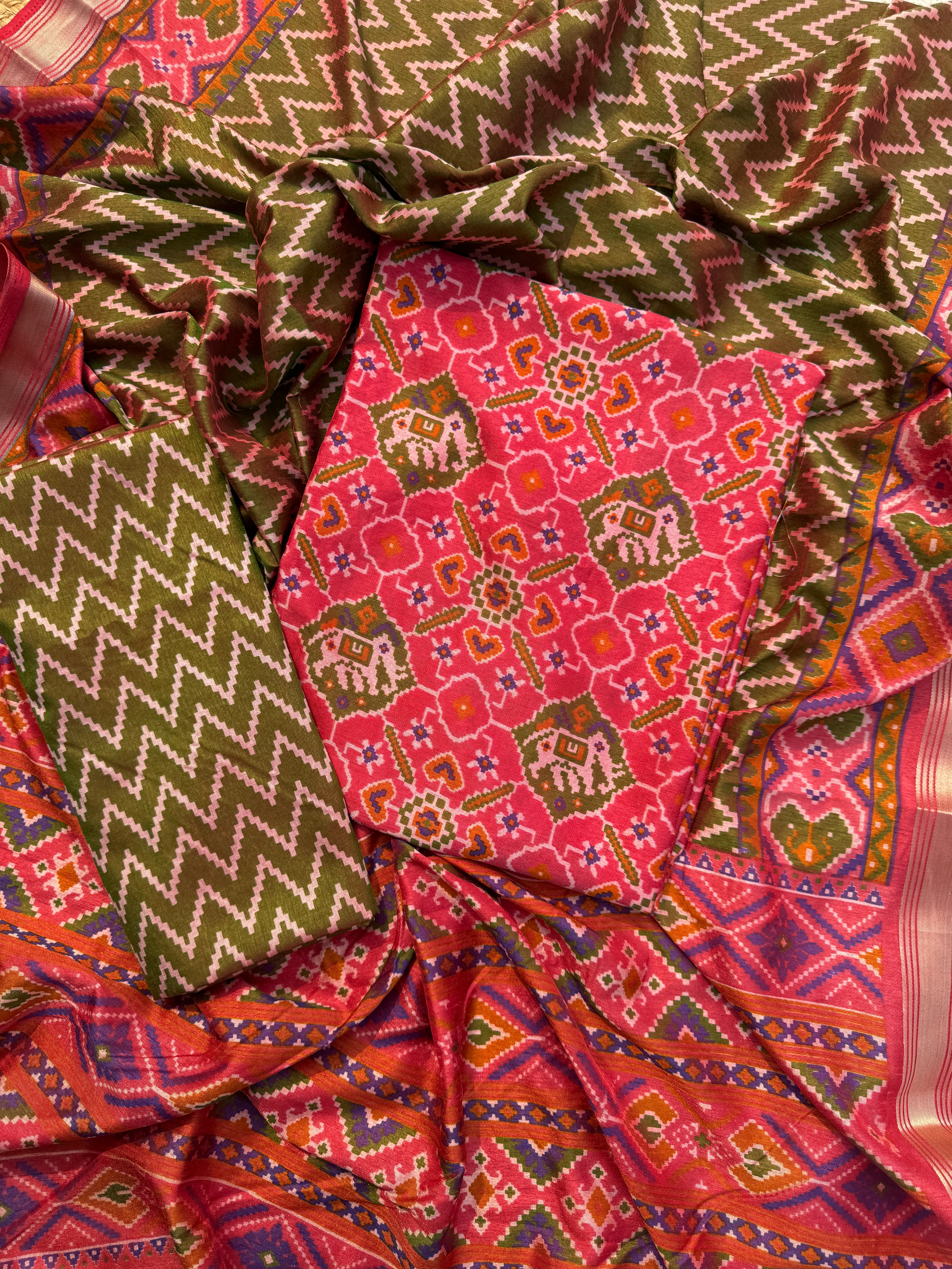 Tara silk Patola suit set