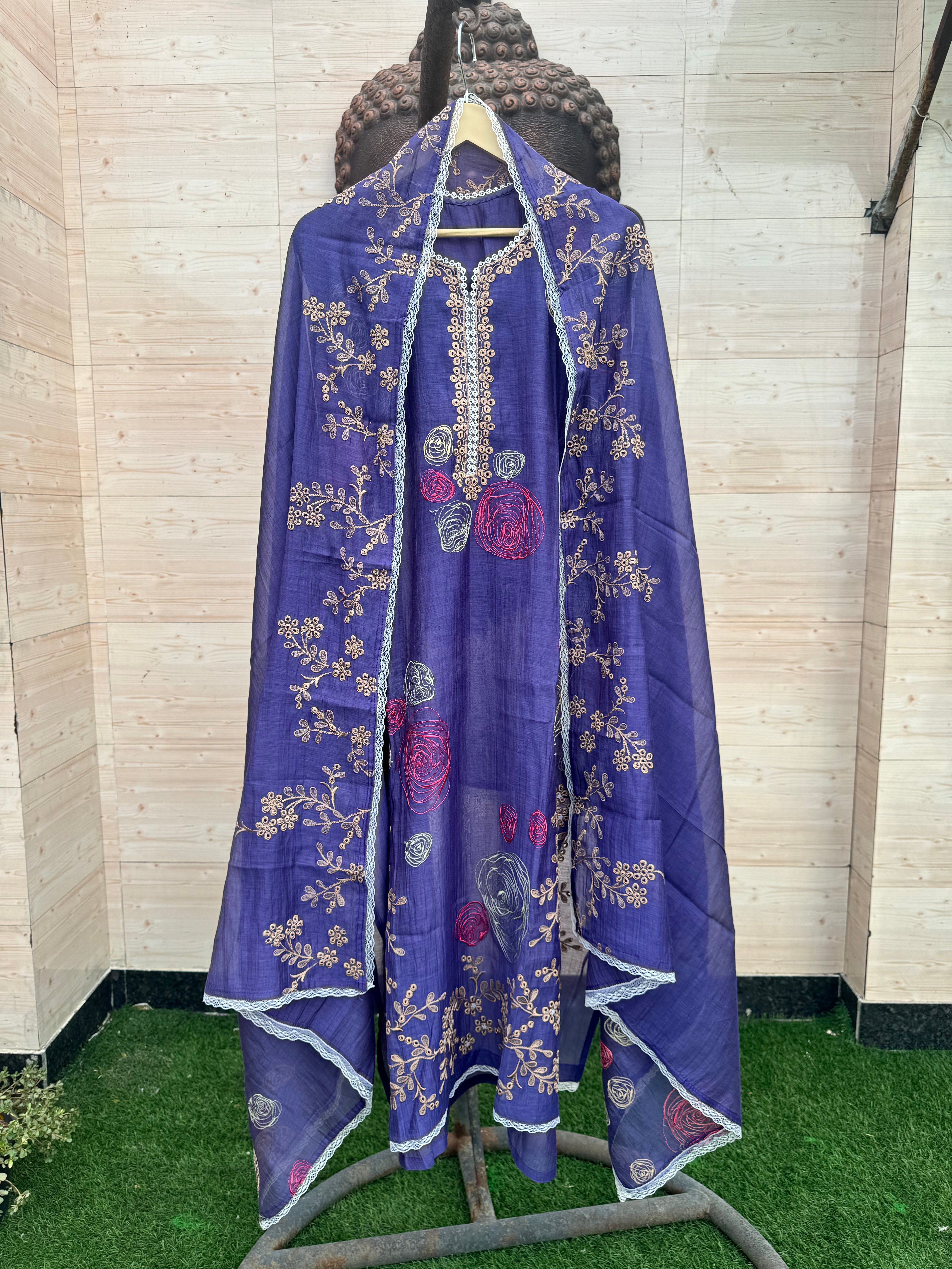 Mystic mauve pure Mulmul suit set