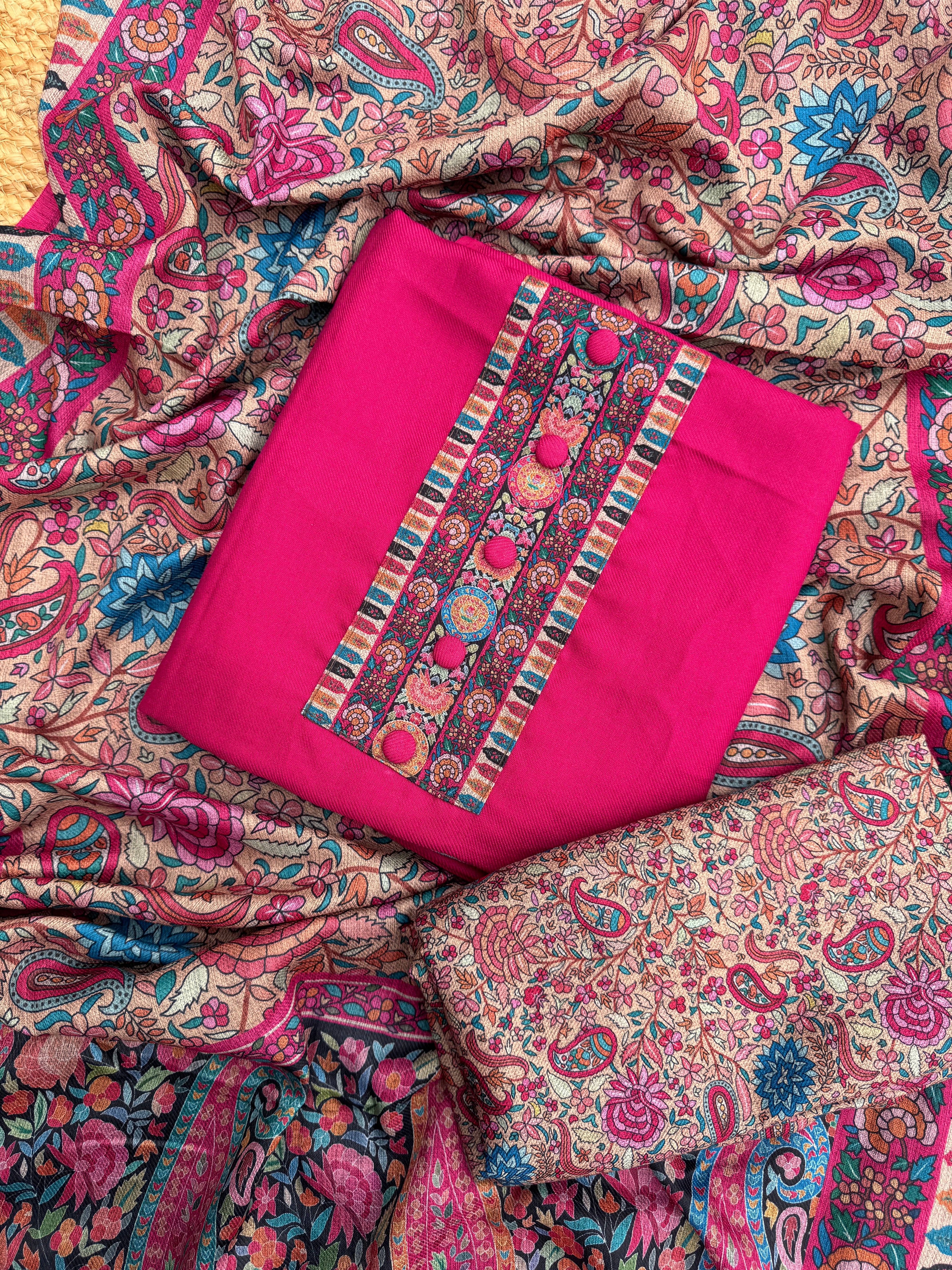 Marigold pashmina suit set