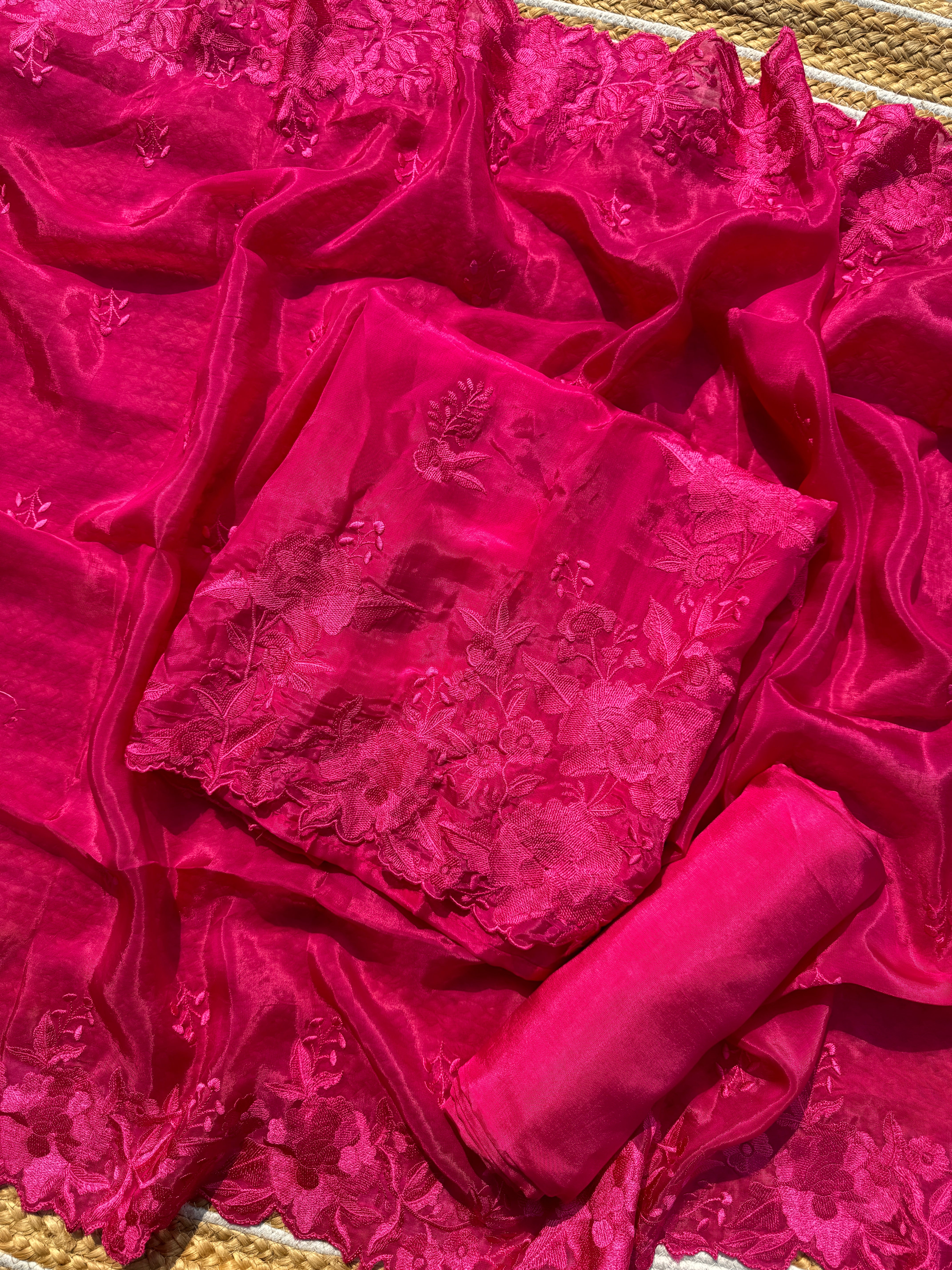 Rose organza suit set