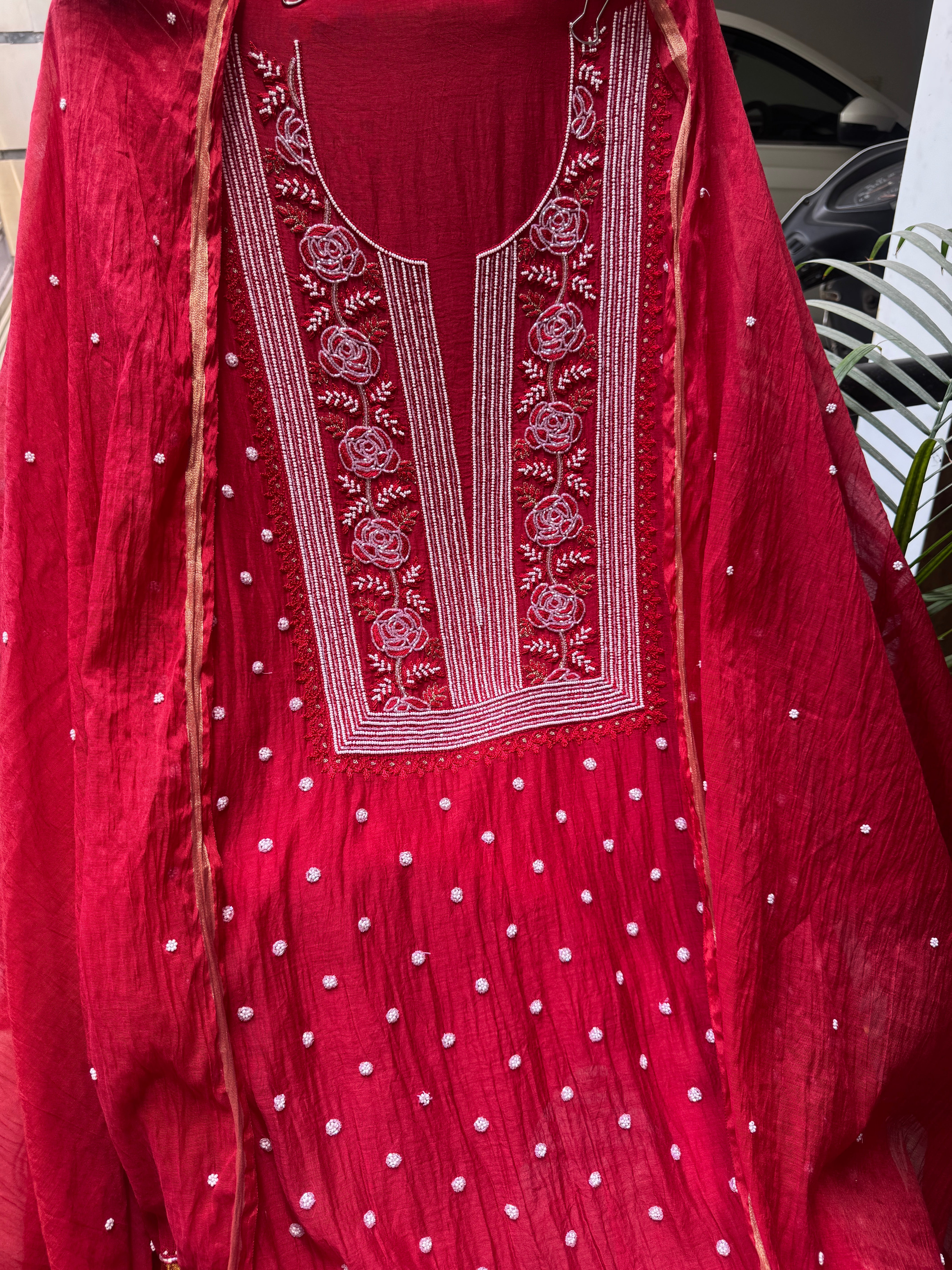 Noor pure mul Lucknowi suit set