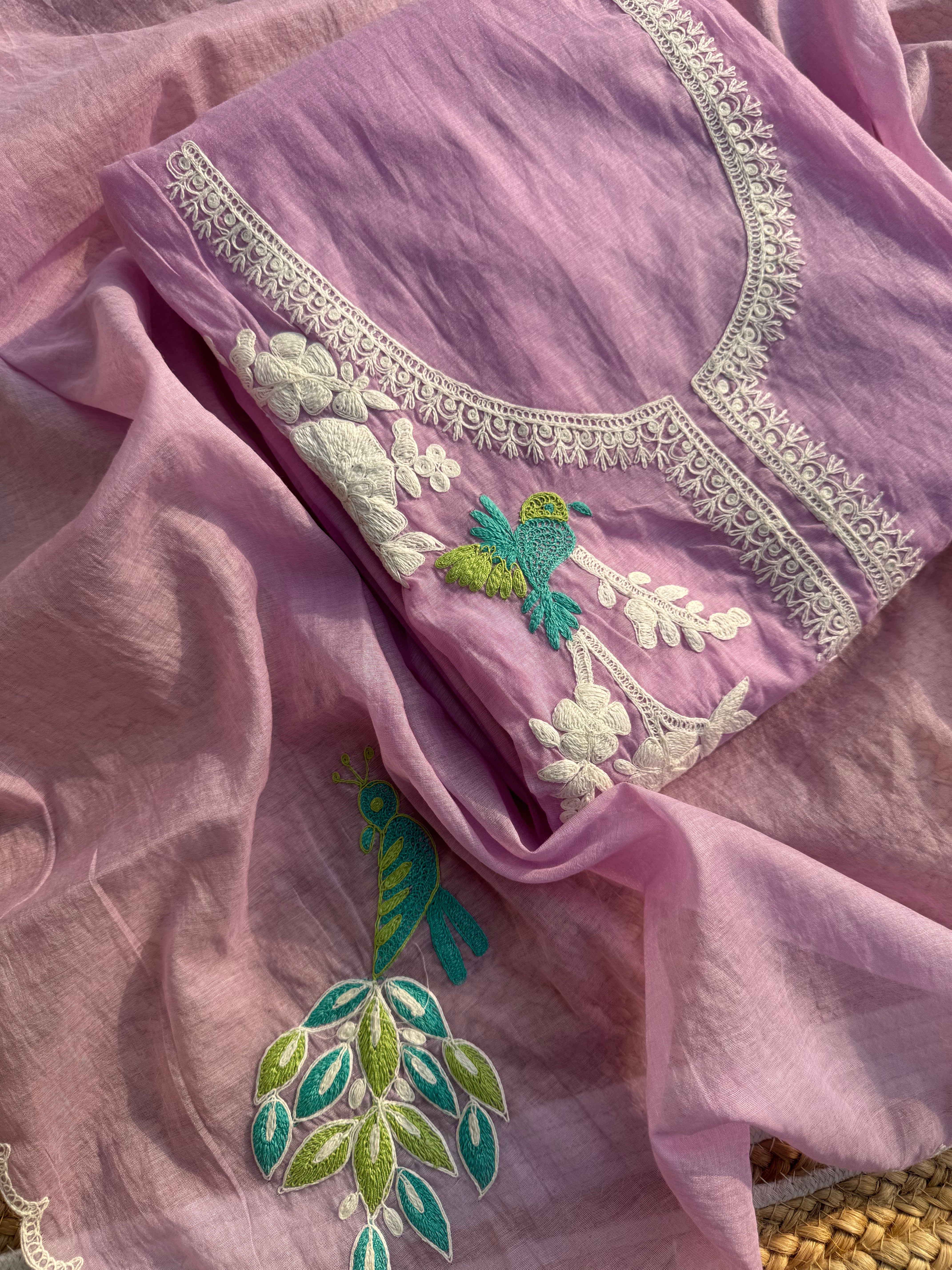 Chidiya pure mulmul Chanderi suit set
