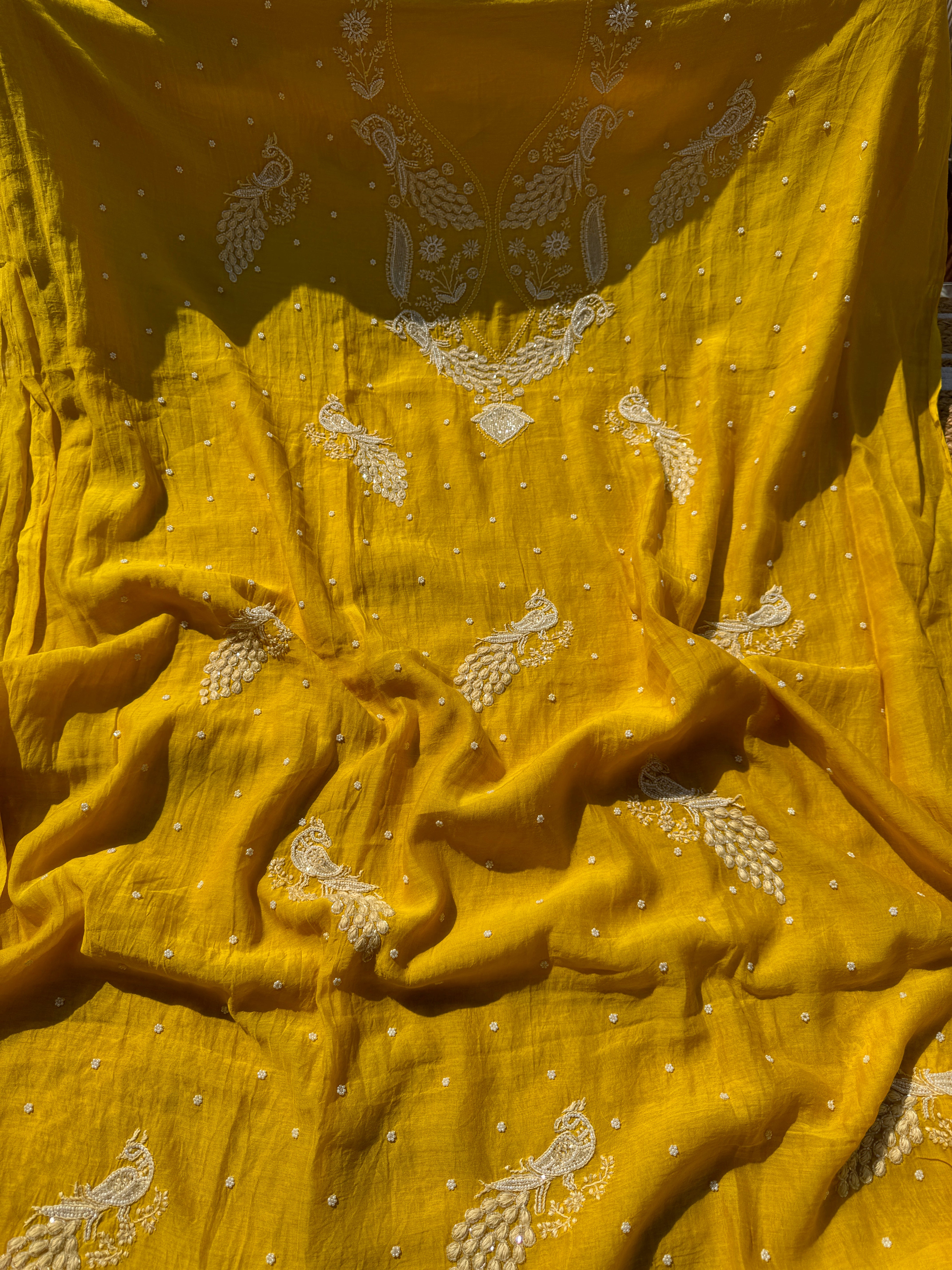 Sunshine pure mul Lucknowi suit set