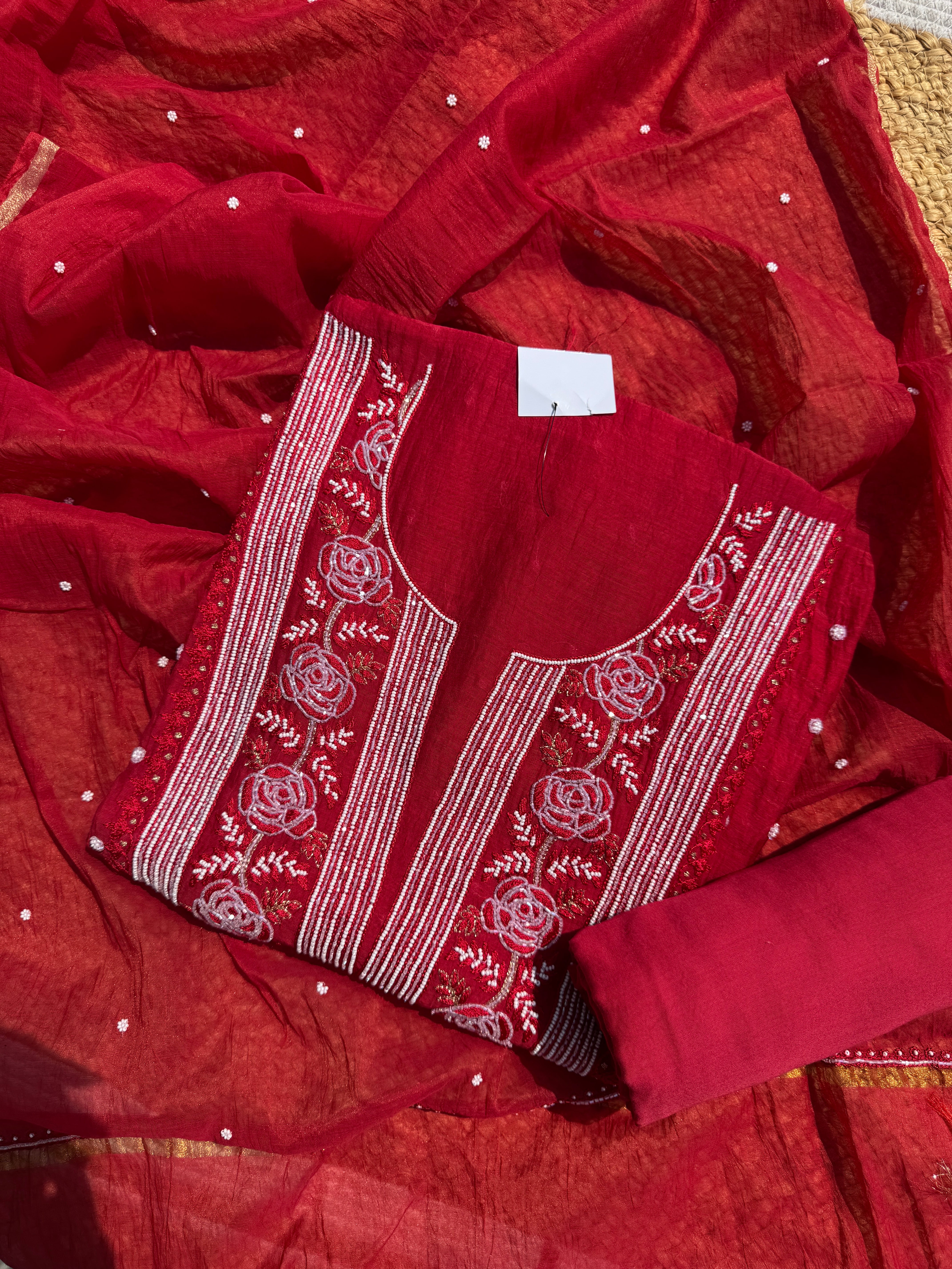 Noor pure mul Lucknowi suit set