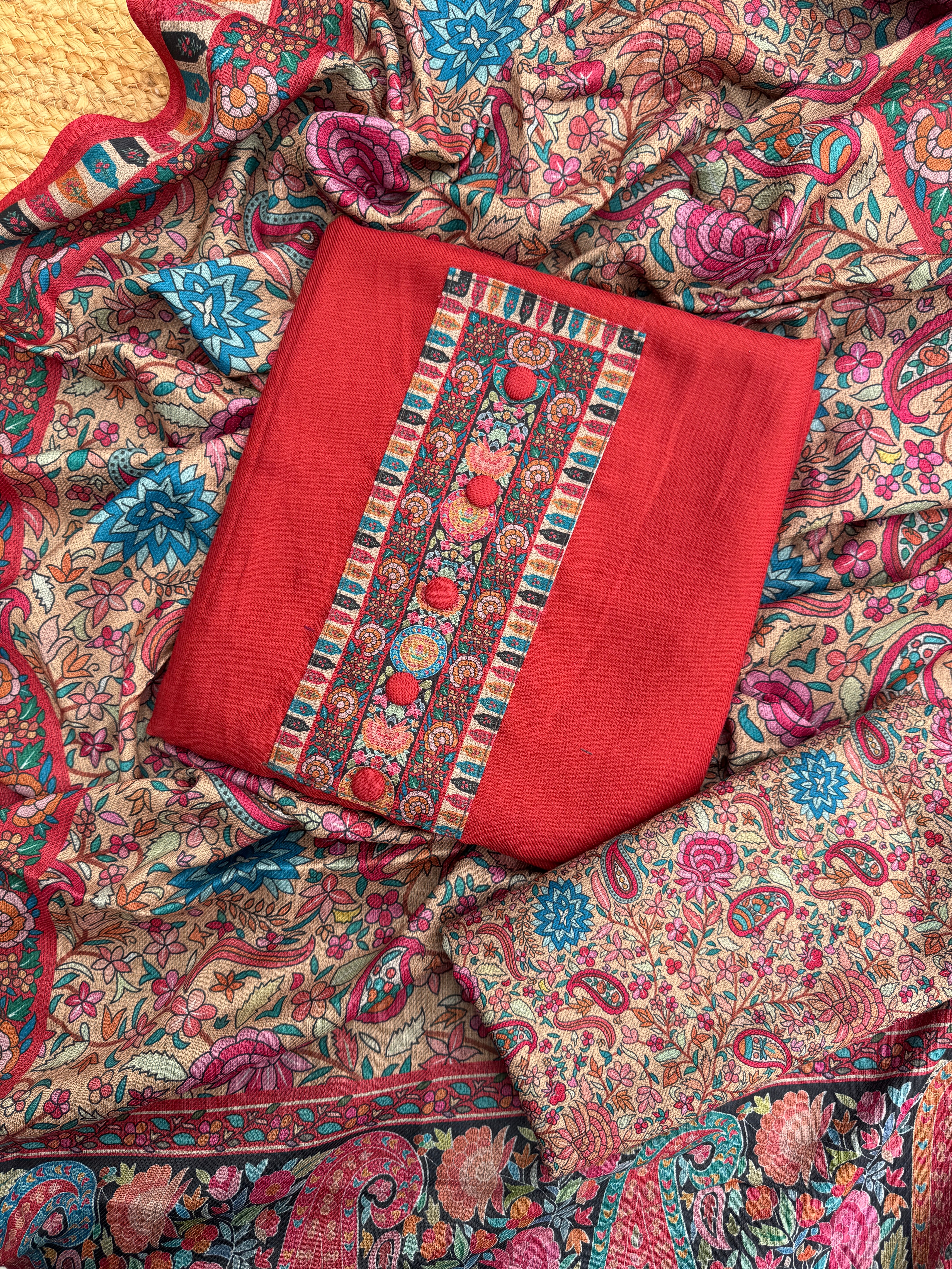 Marigold pashmina suit set