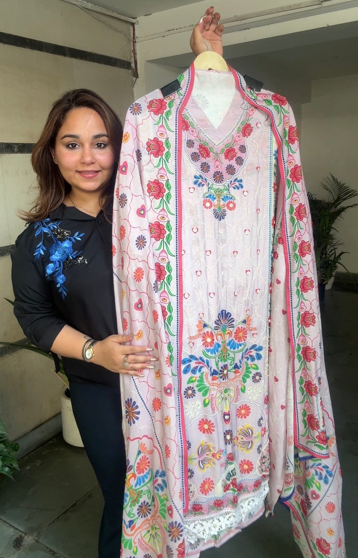 Mughal linen mulmul suit set