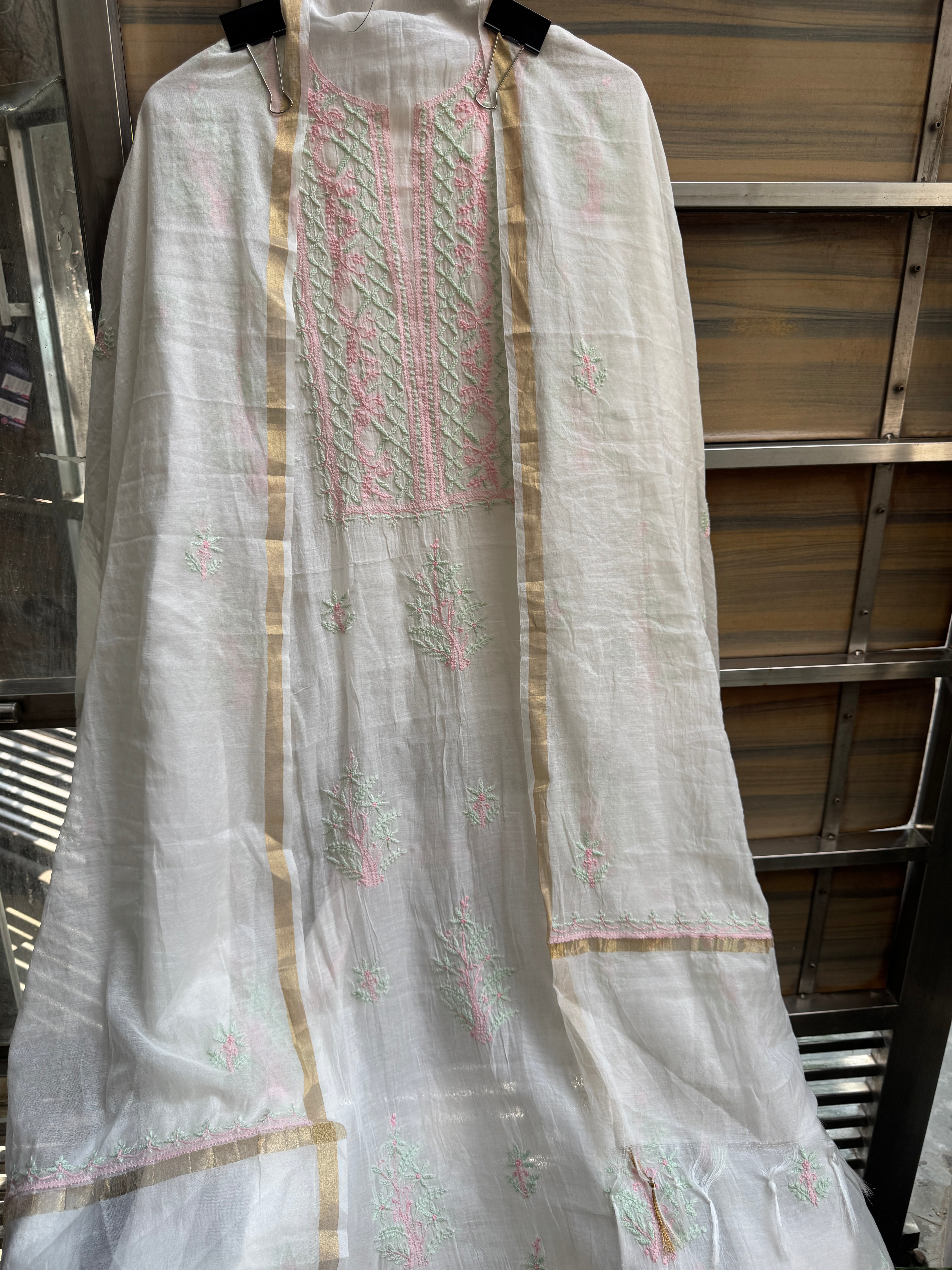 Nira pure mul Lucknowi suit set