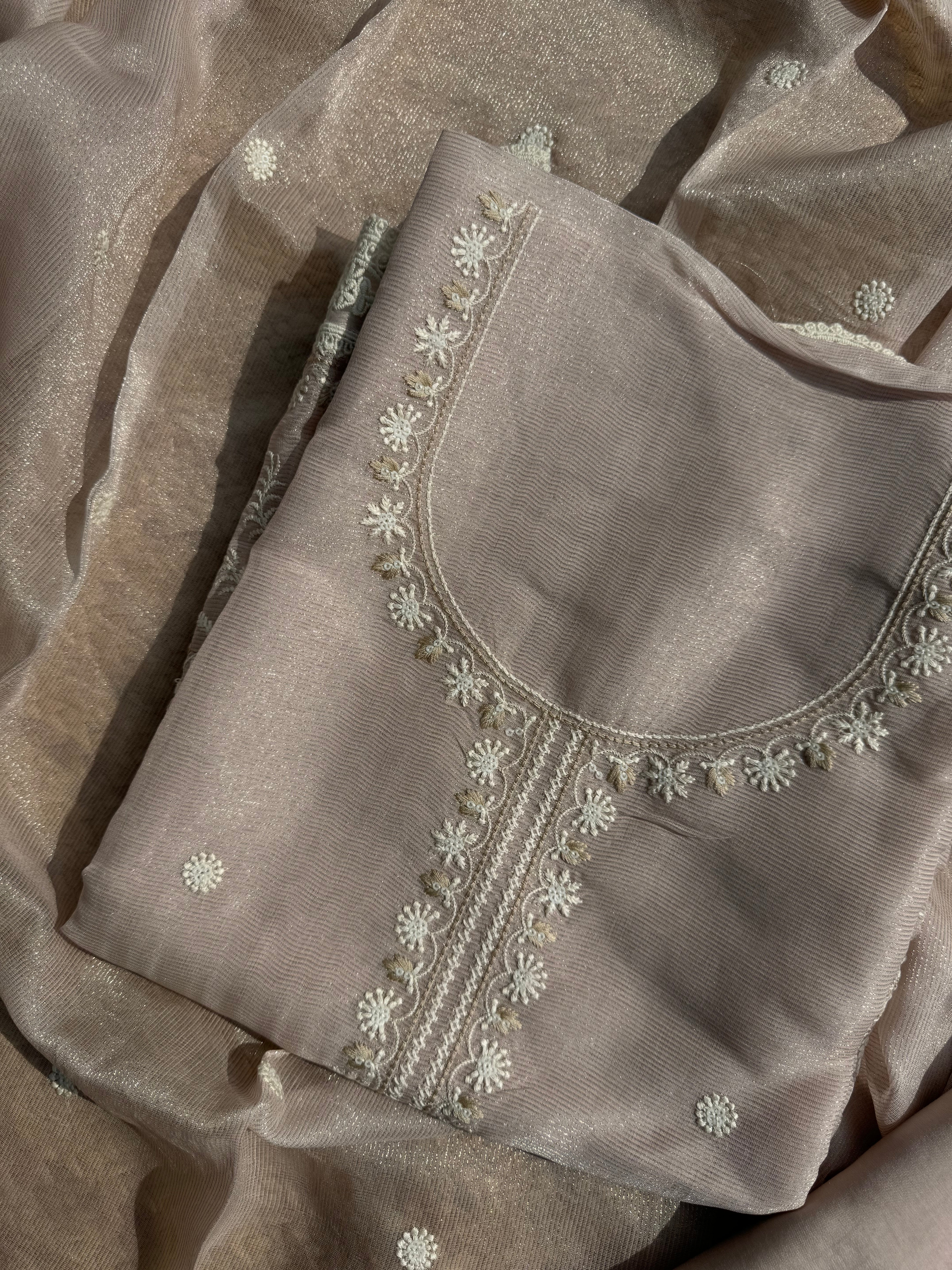 Blush parsi work suit set