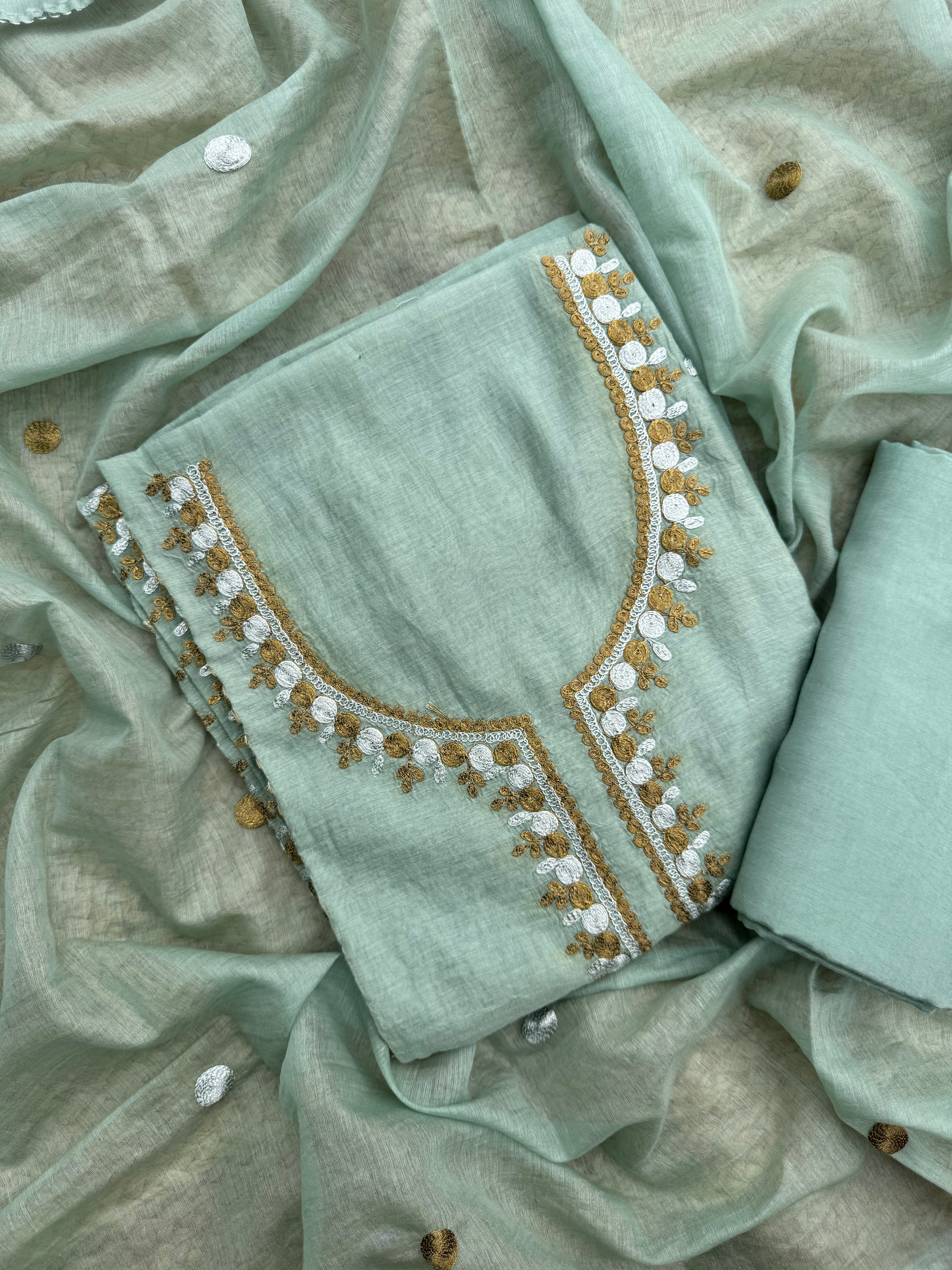Breezy pure Mulmul Chanderi suit set