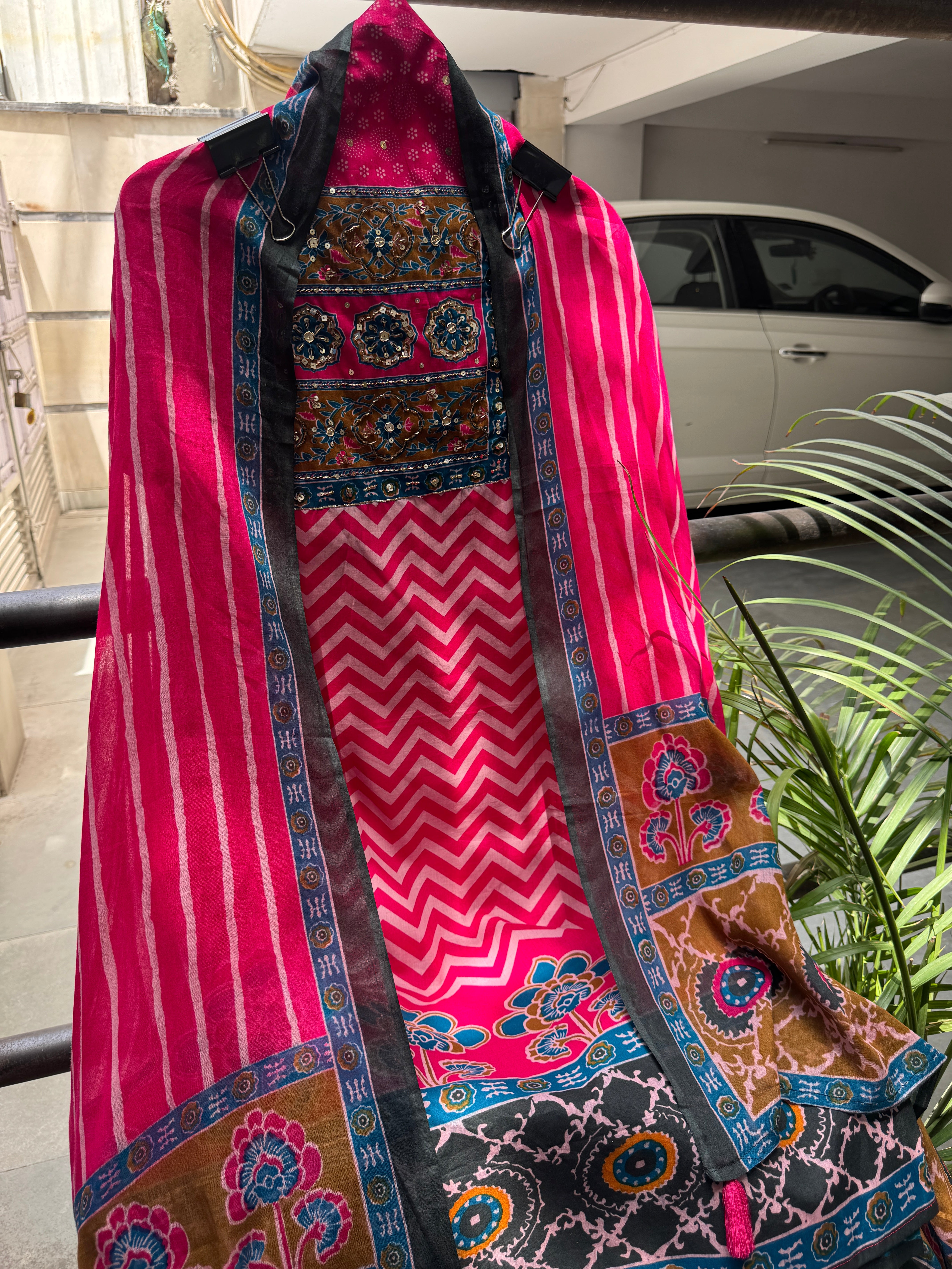 Gulaabi raag cotton suit set