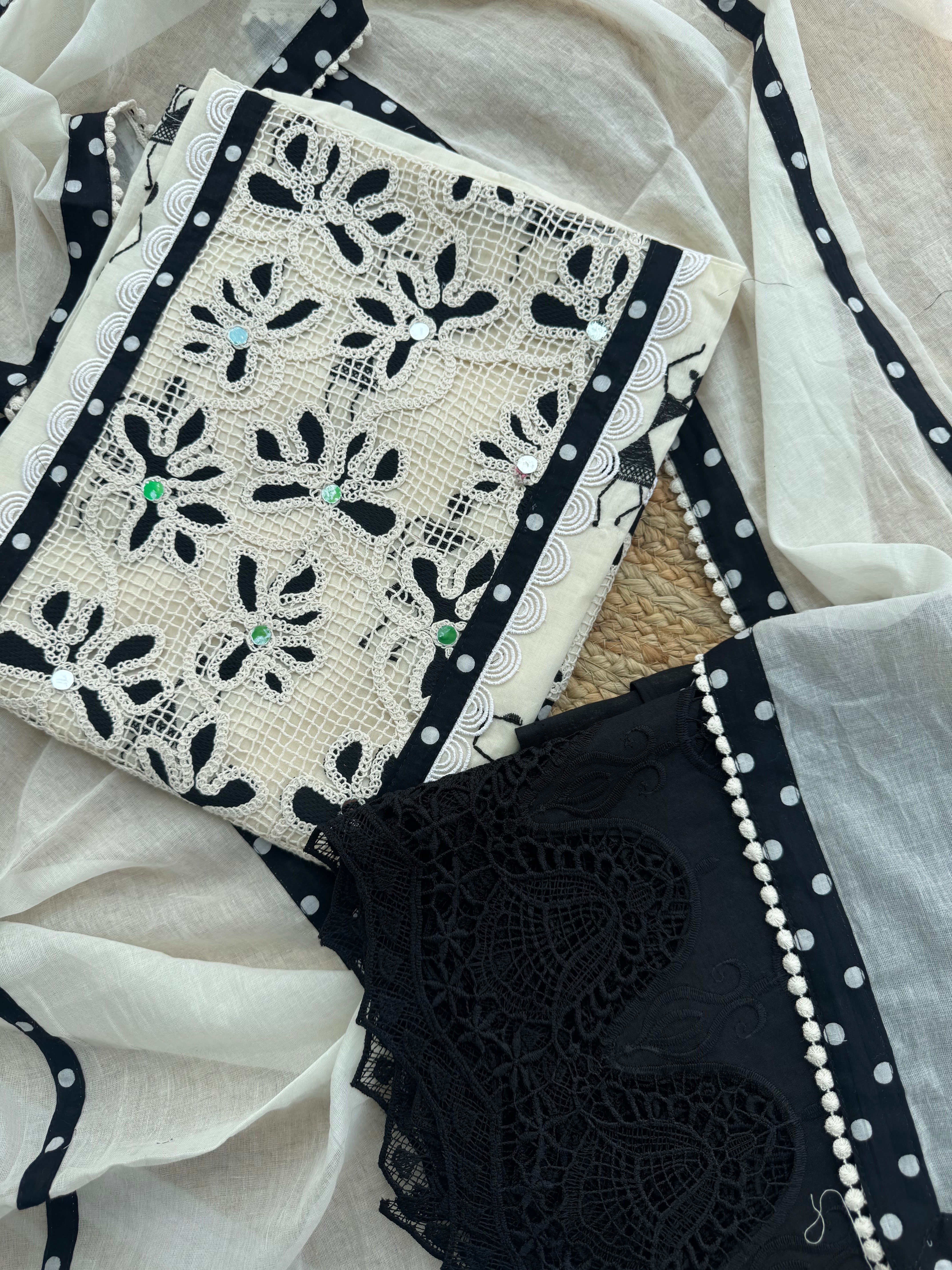 Meira cotton Mulmul embroidered suit set