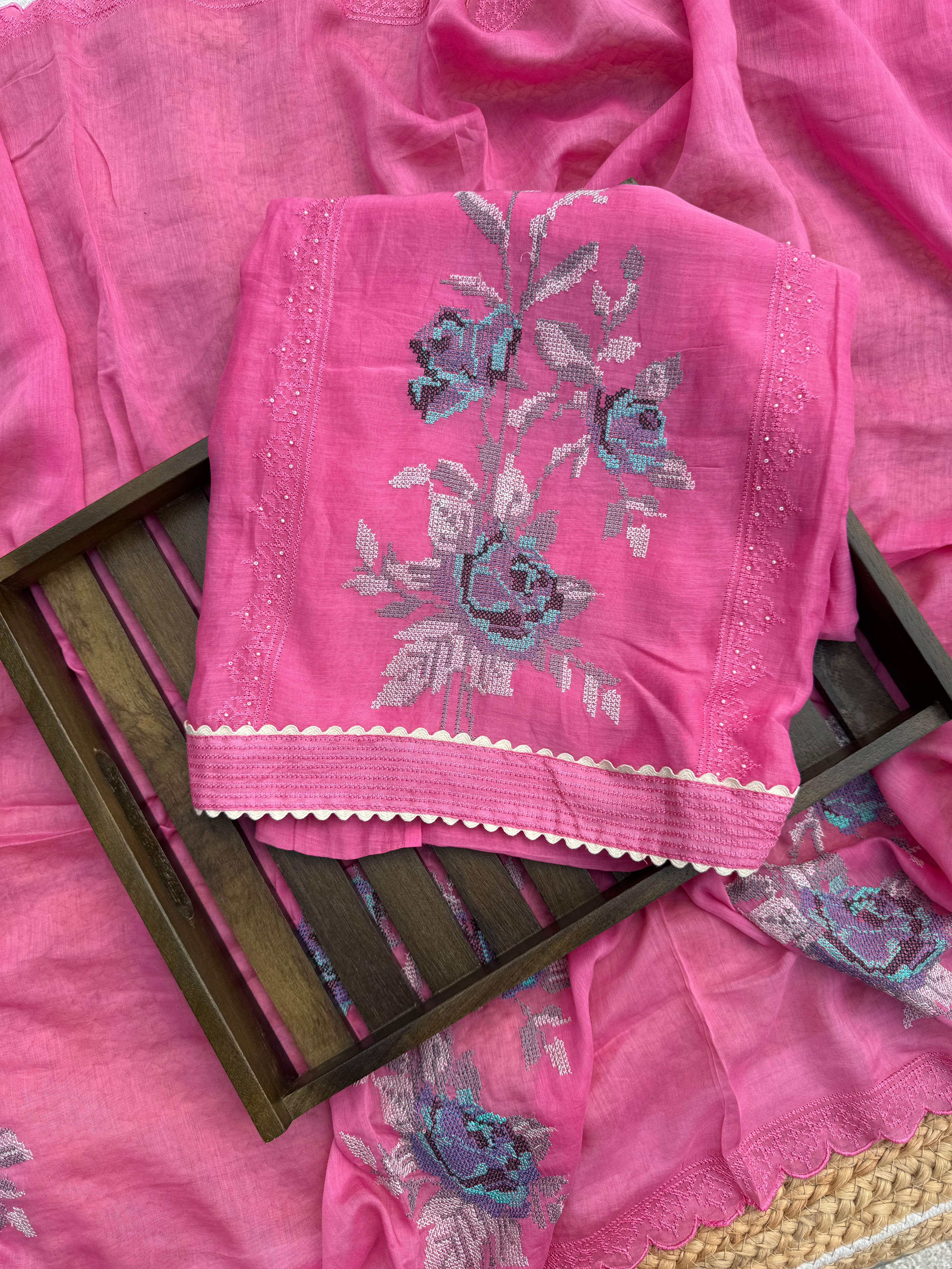 Blush pure Mulmul suit set