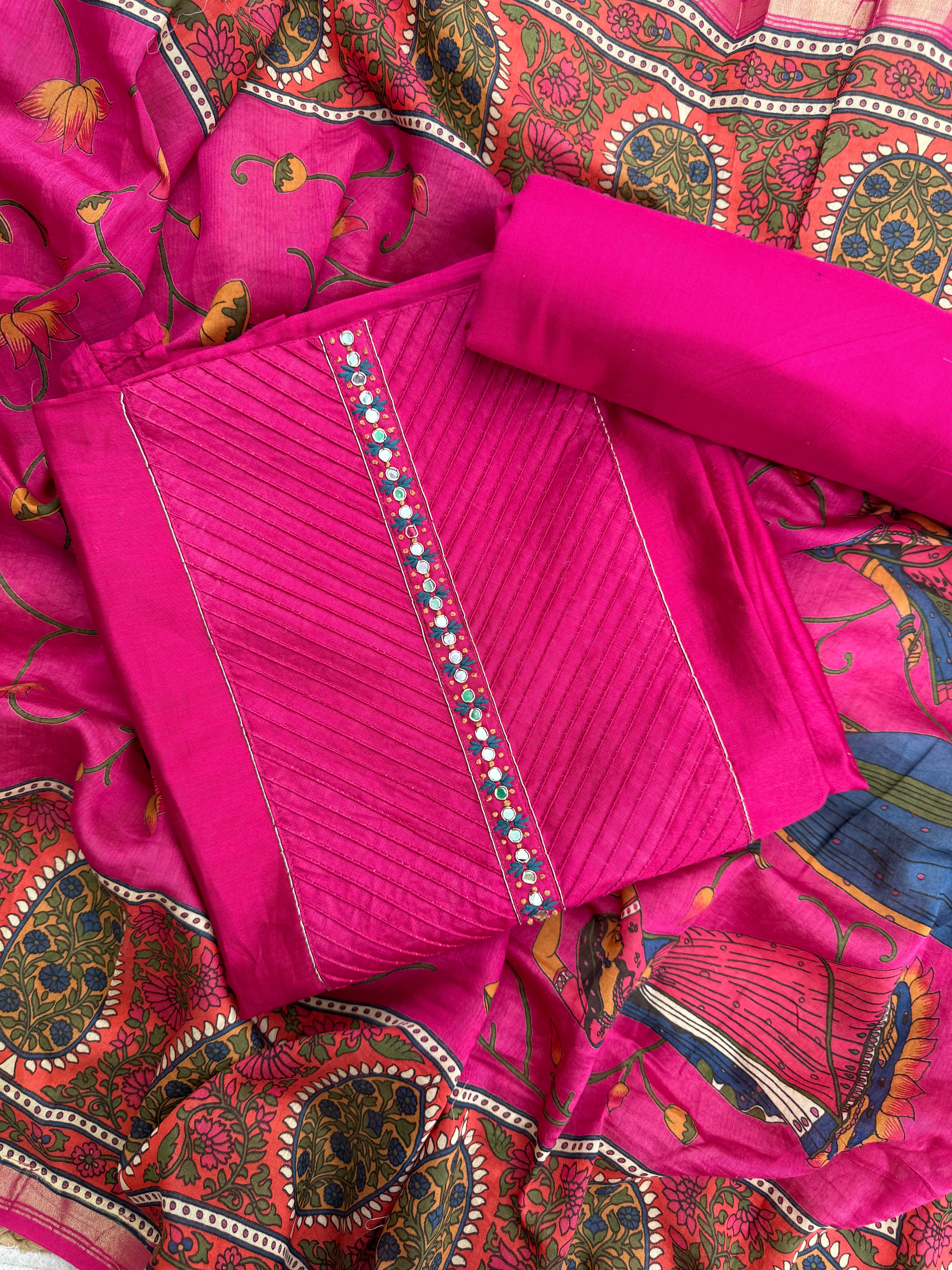 Ethnic pure Maheshwari suit set