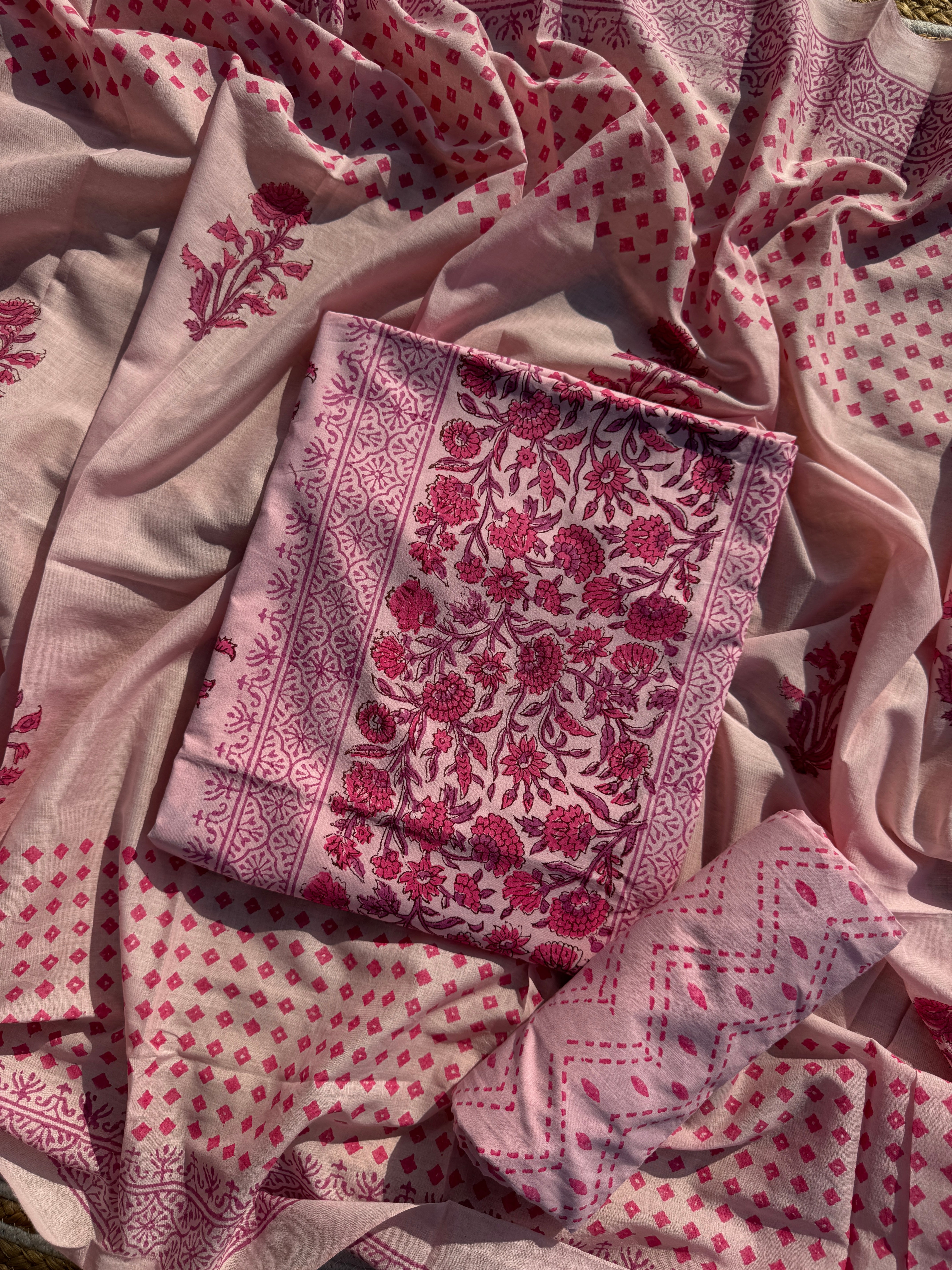 Neher pure cotton block print suit set