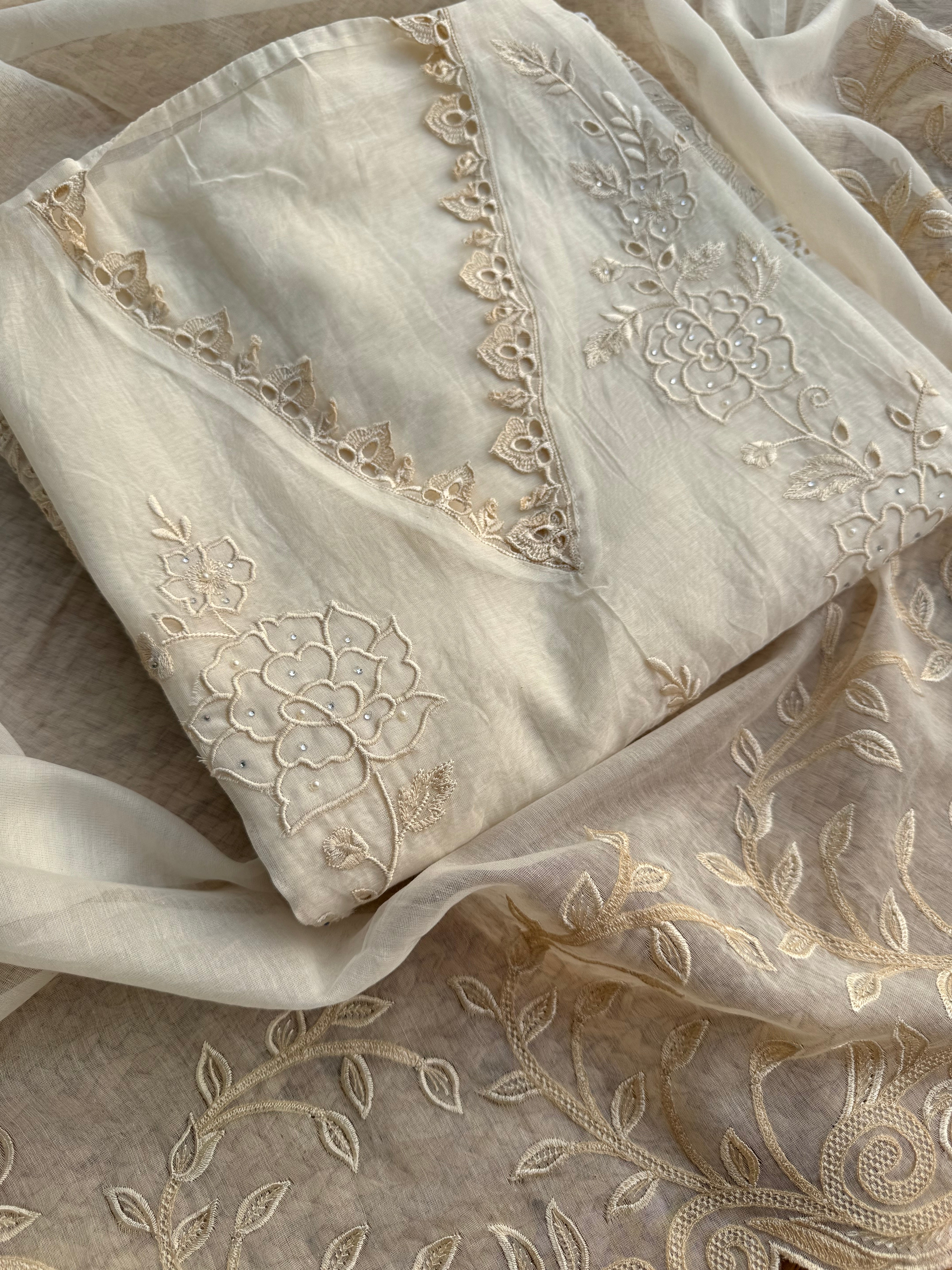 Meher pure Mulmul Chanderi suit set