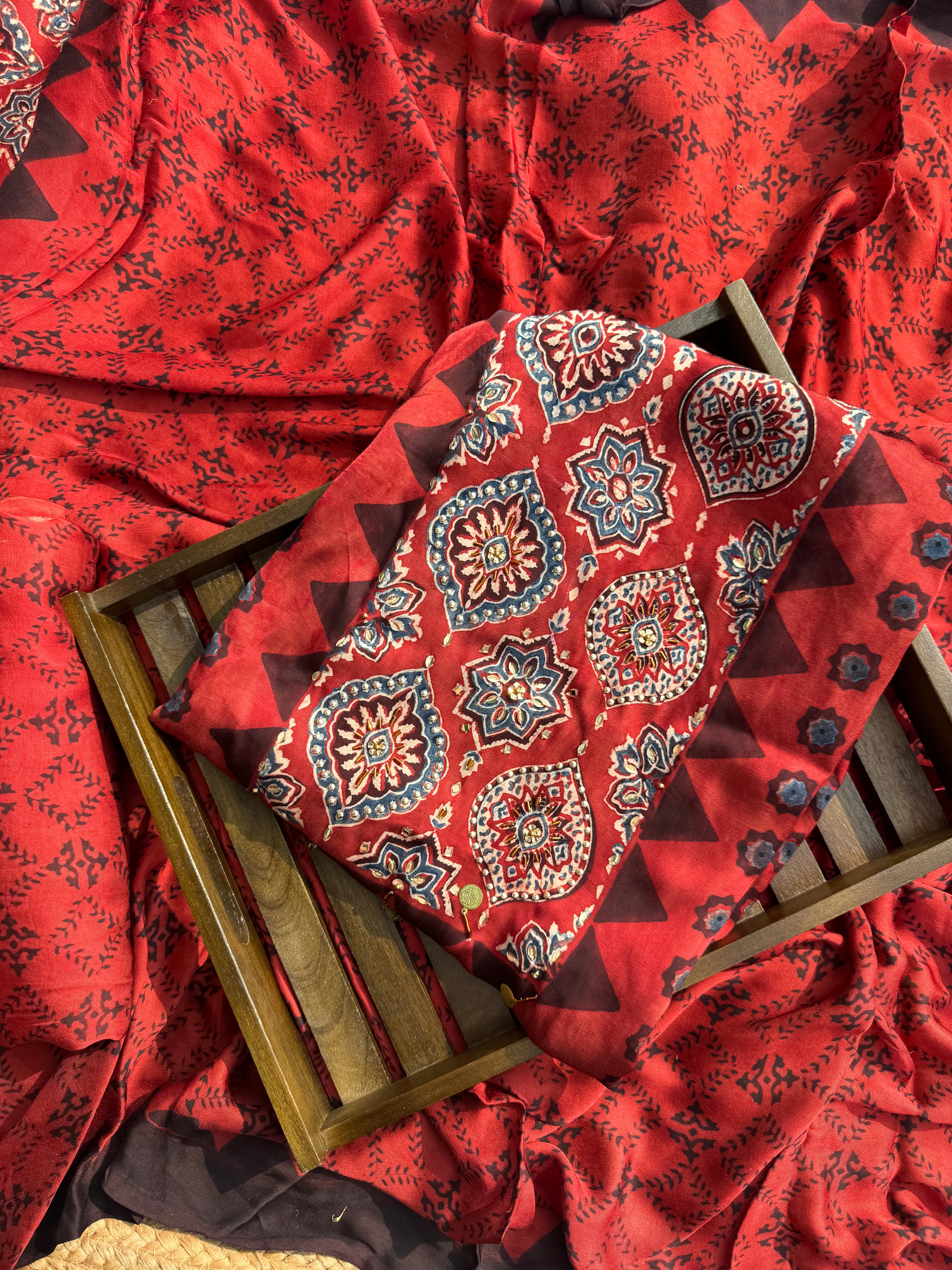 Ajrakh pure modal suit set