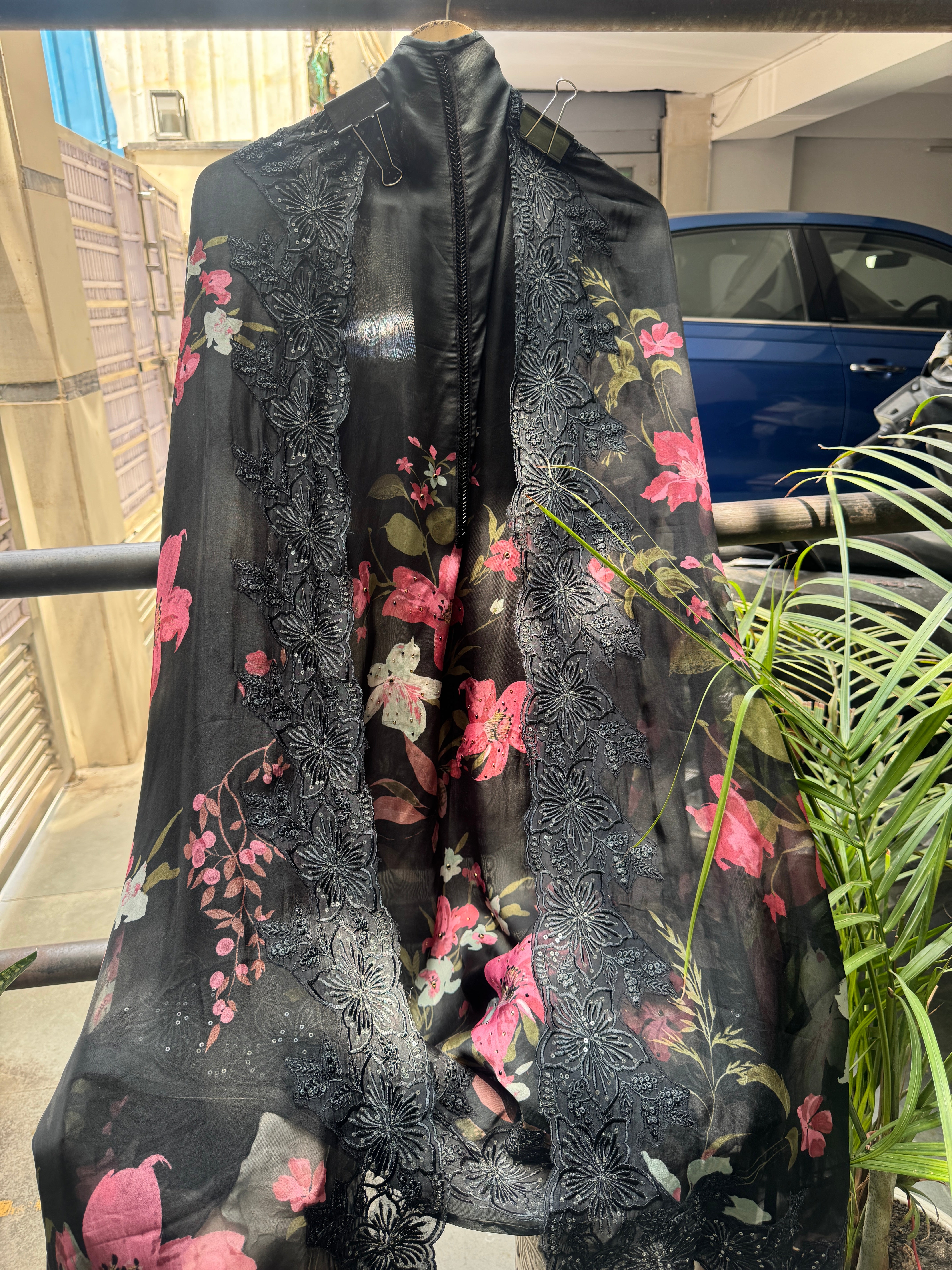 Midnight blossom modal crepe suit set