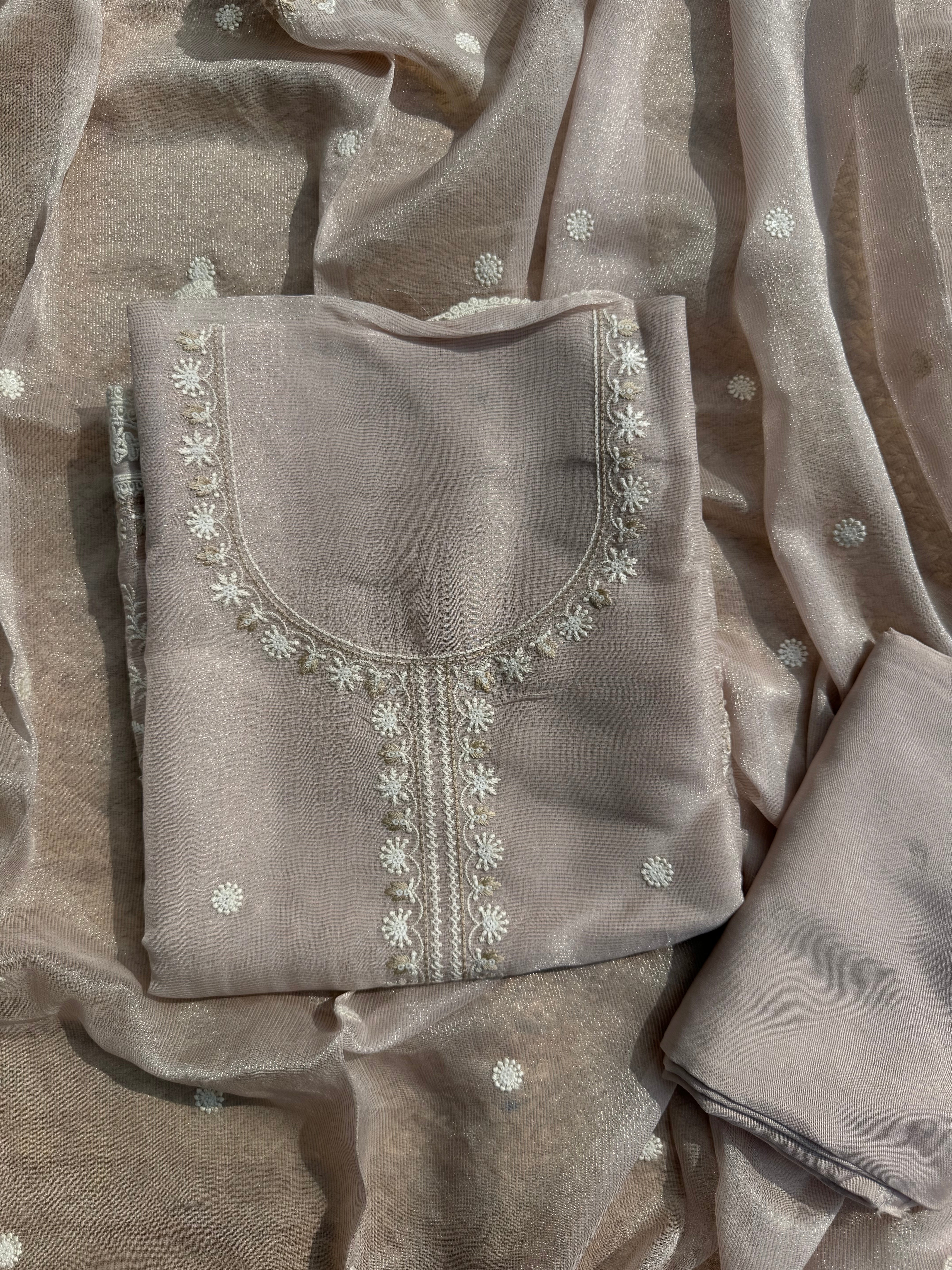 Blush parsi work suit set