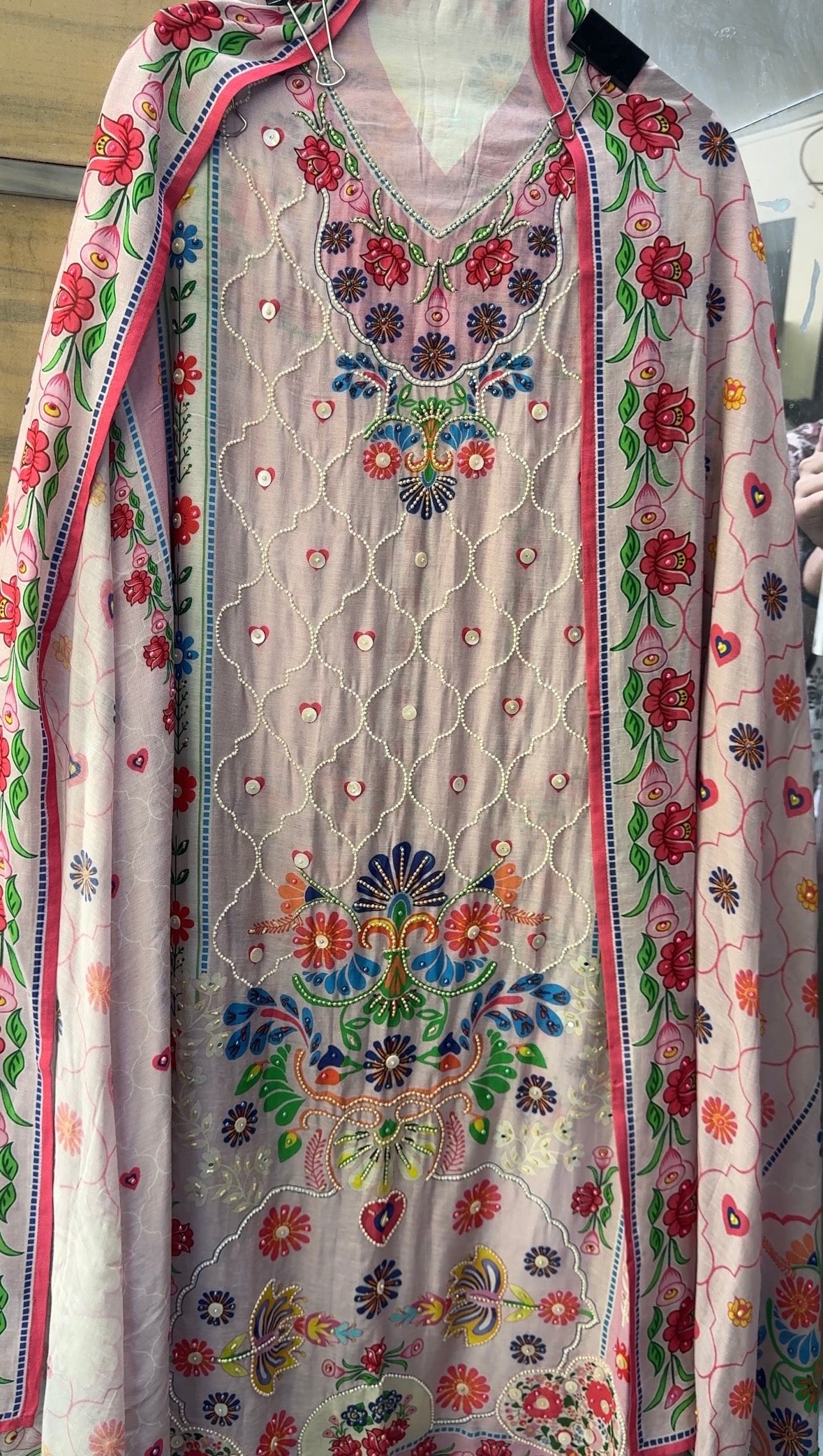 Mughal linen mulmul suit set