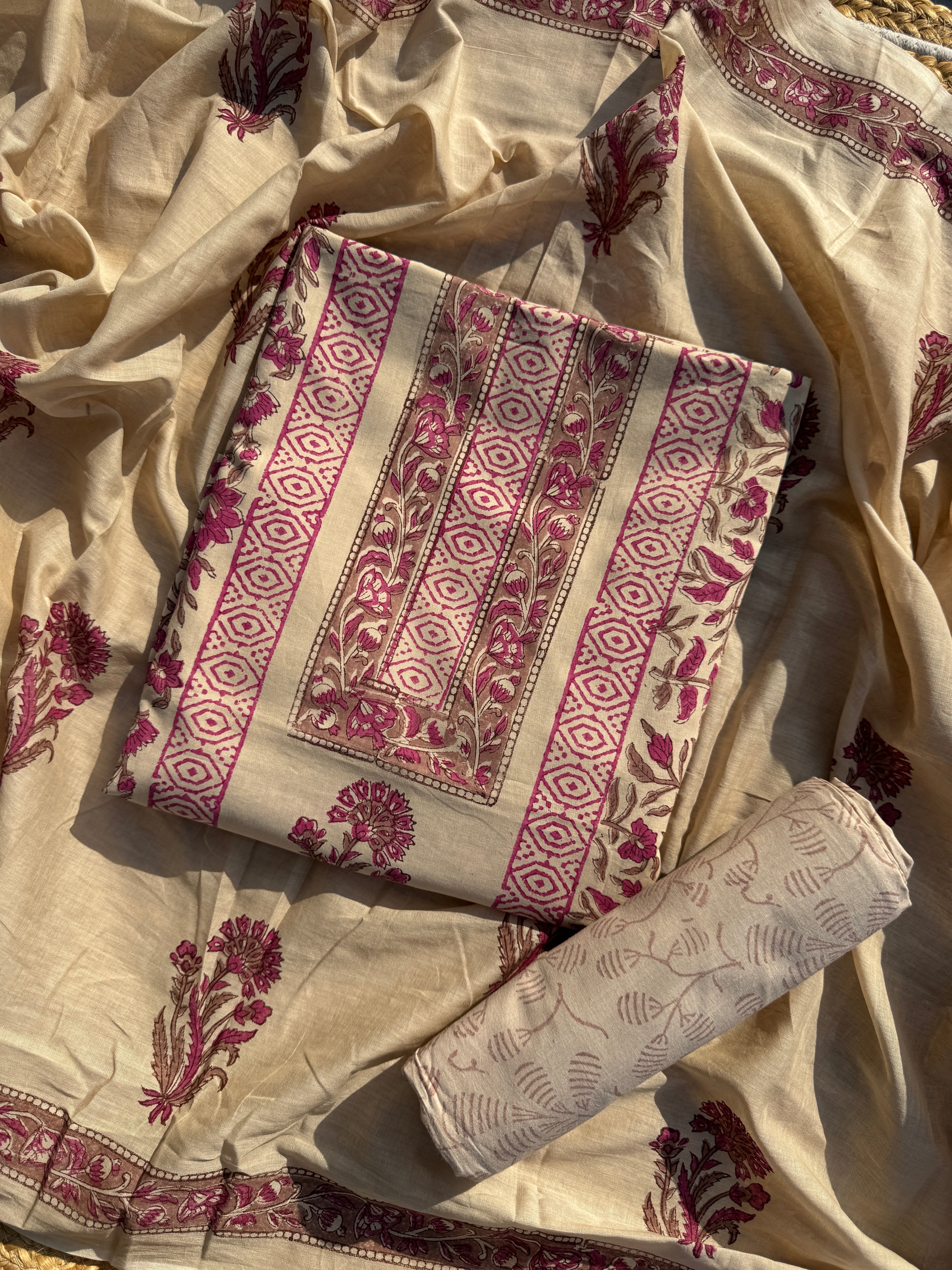 Neher pure cotton block print suit set