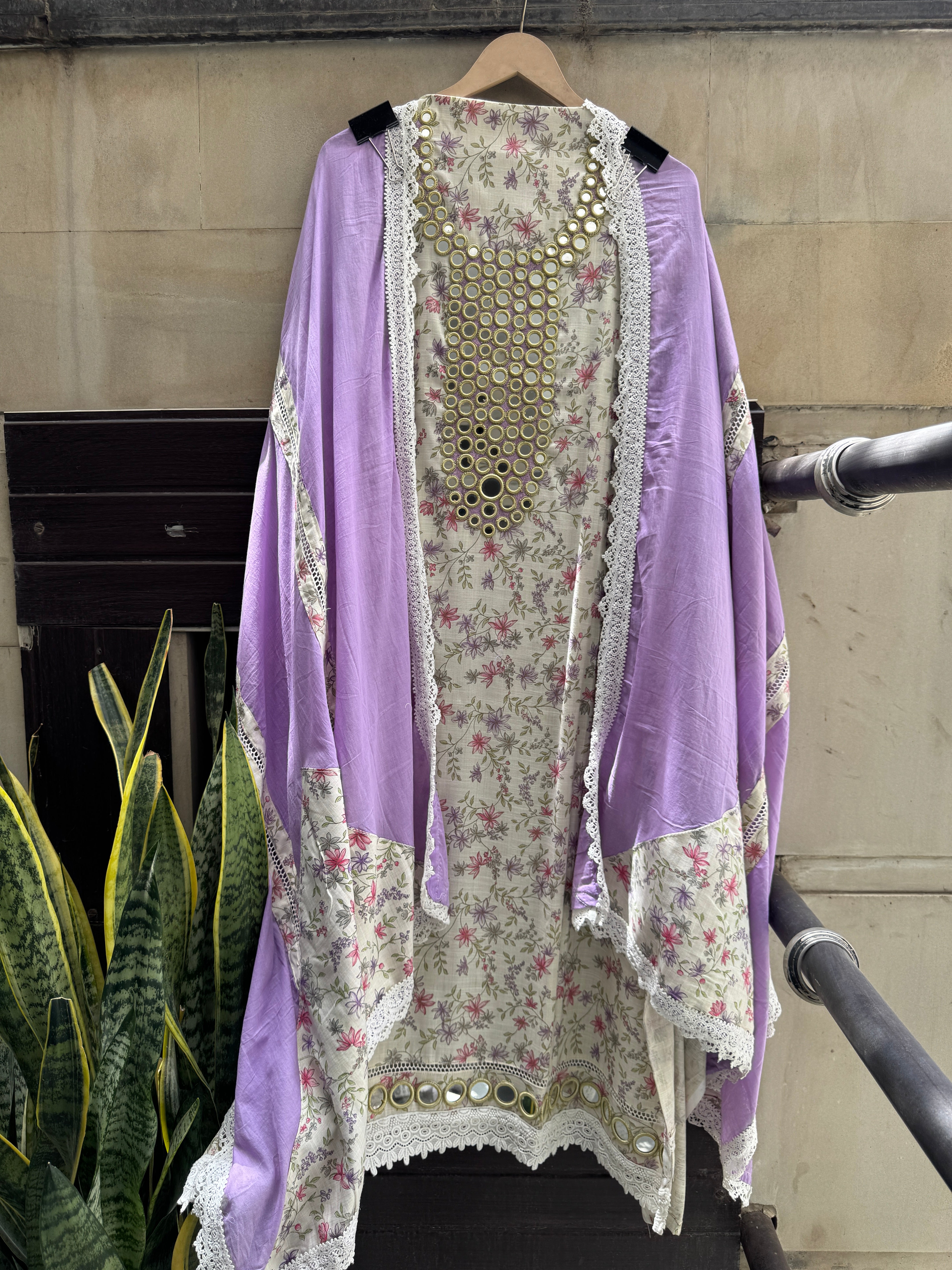Lavender bloom cotton linen suit set