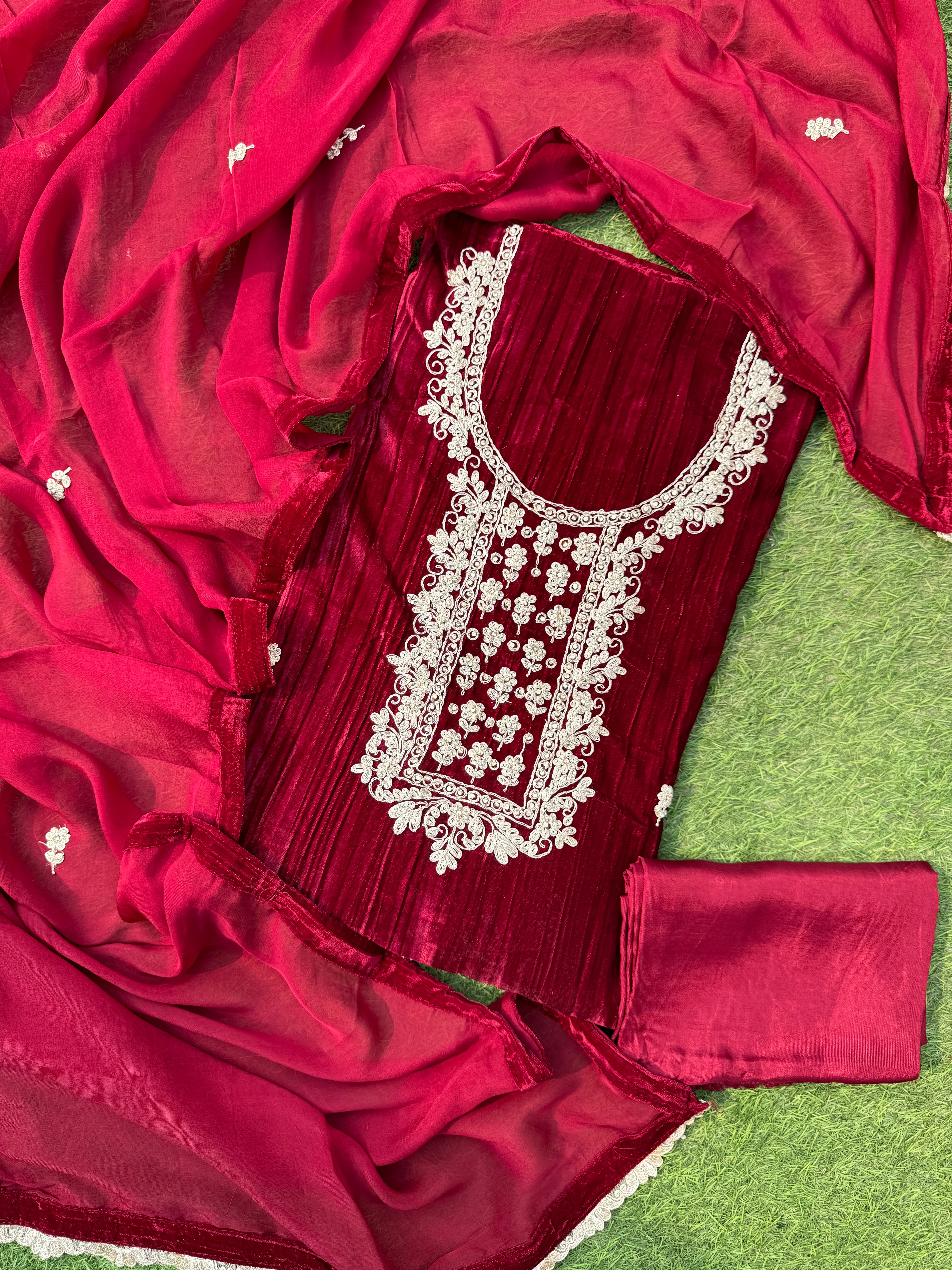Imani crushed velvet suit set