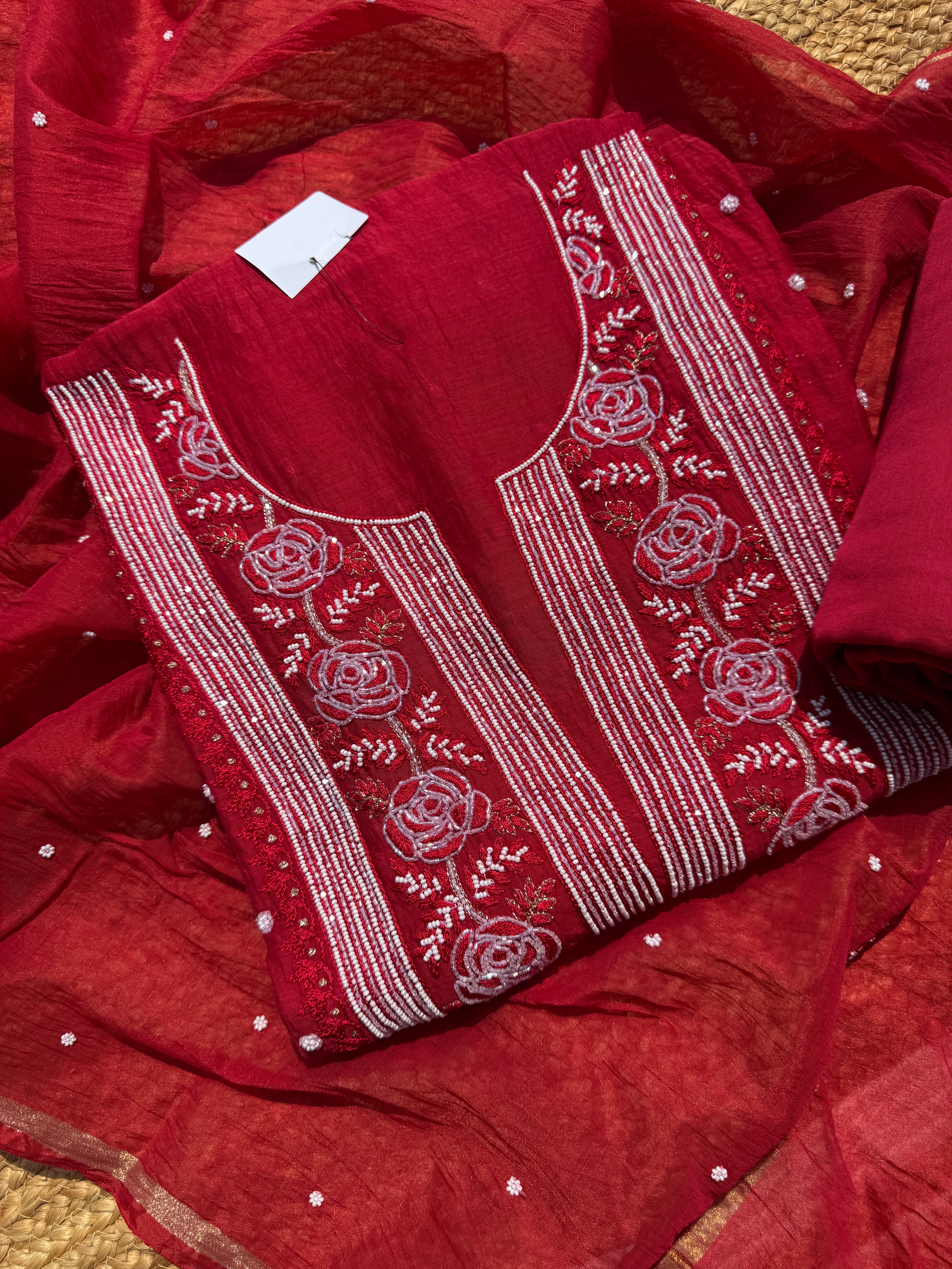 Noor pure mul Lucknowi suit set