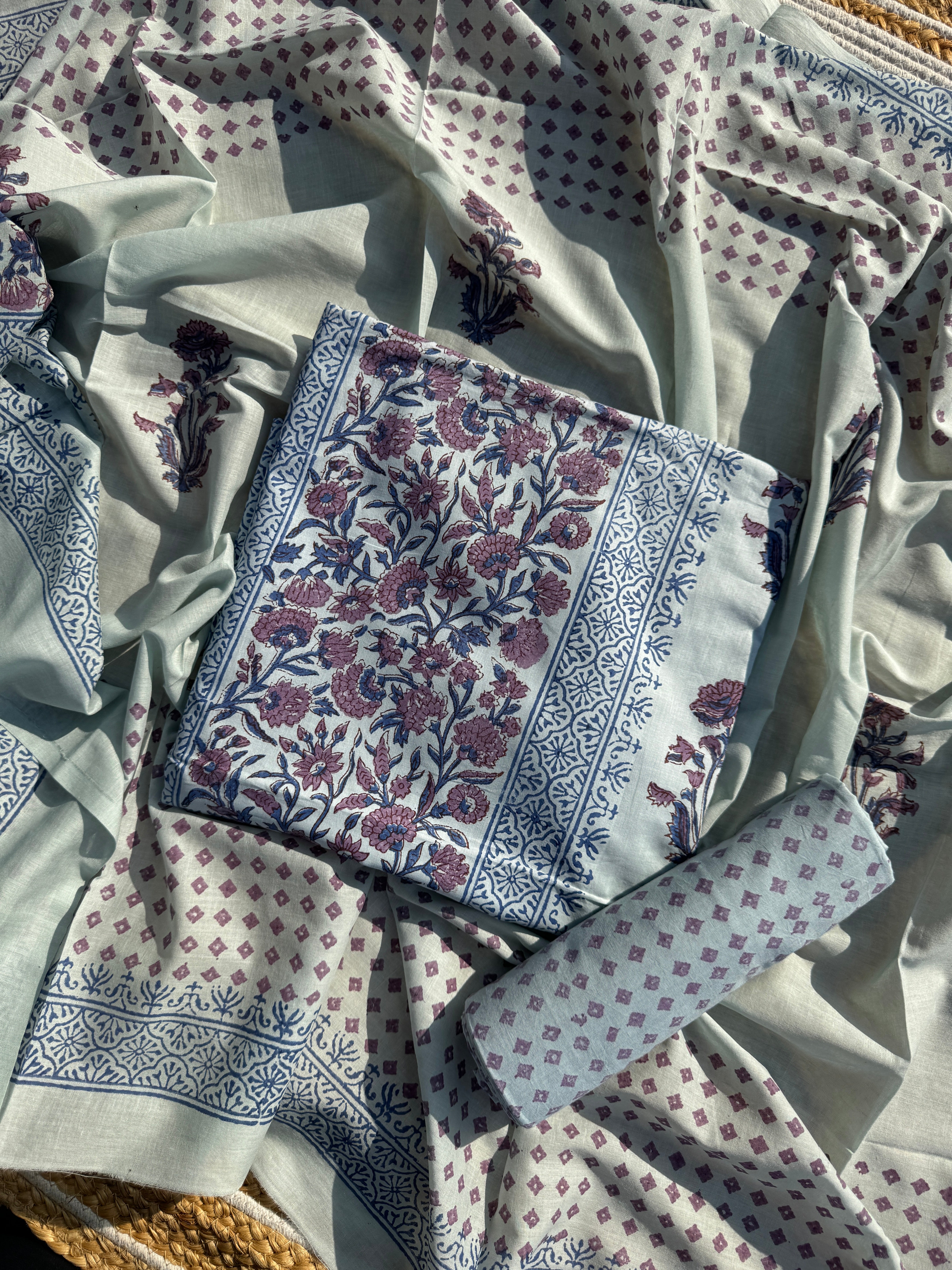 Neher pure cotton block print suit set