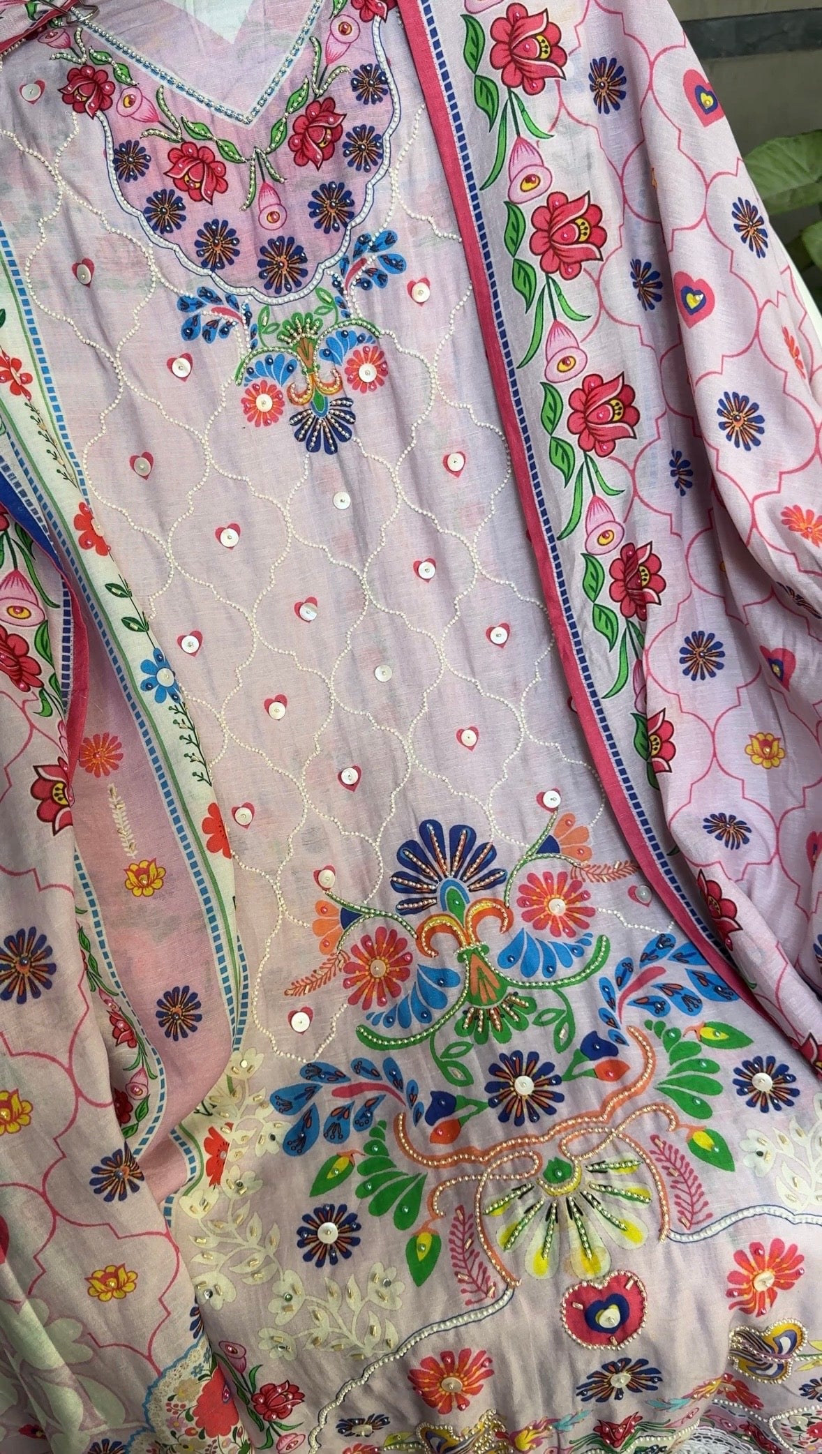 Mughal linen mulmul suit set