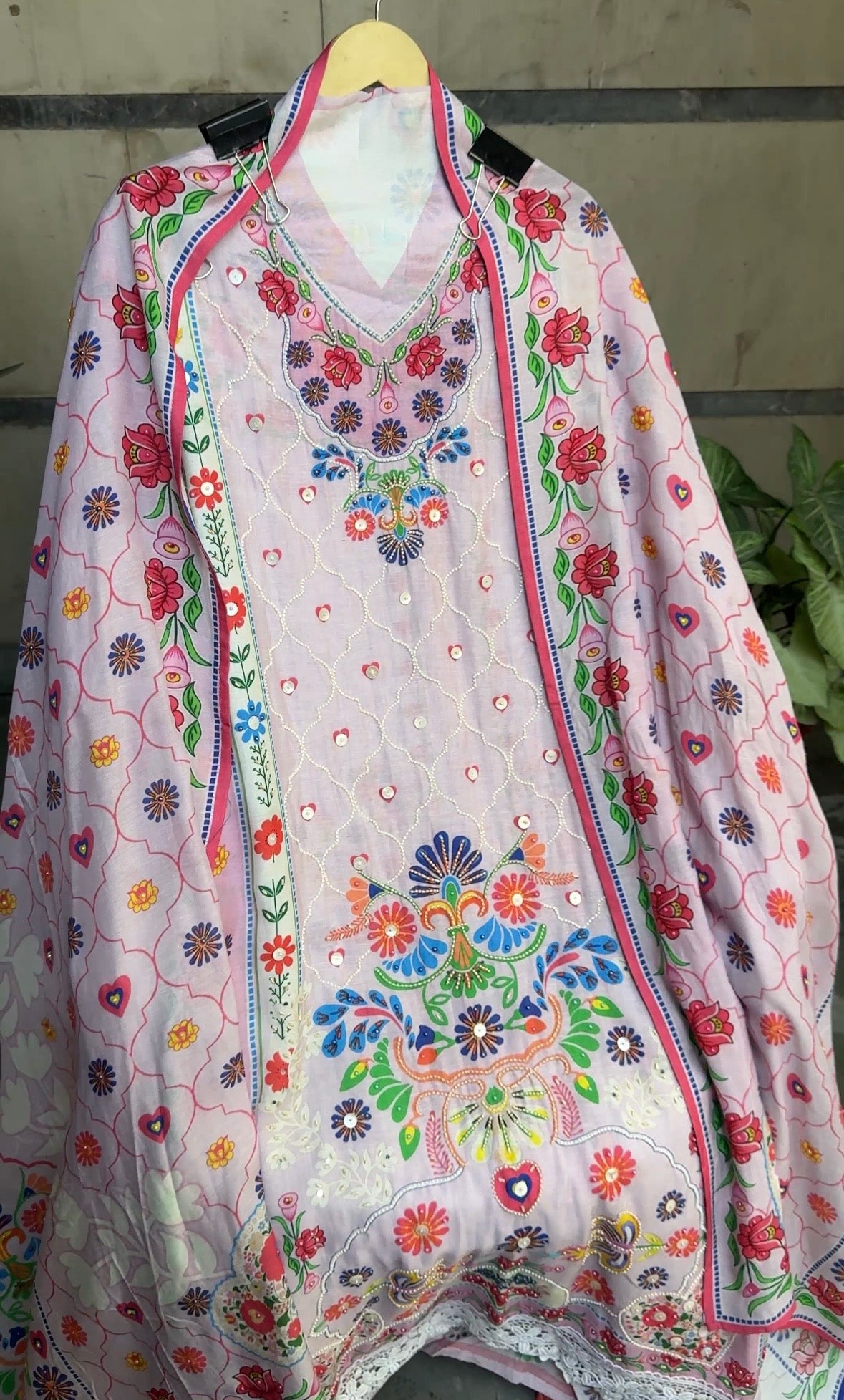 Mughal linen mulmul suit set