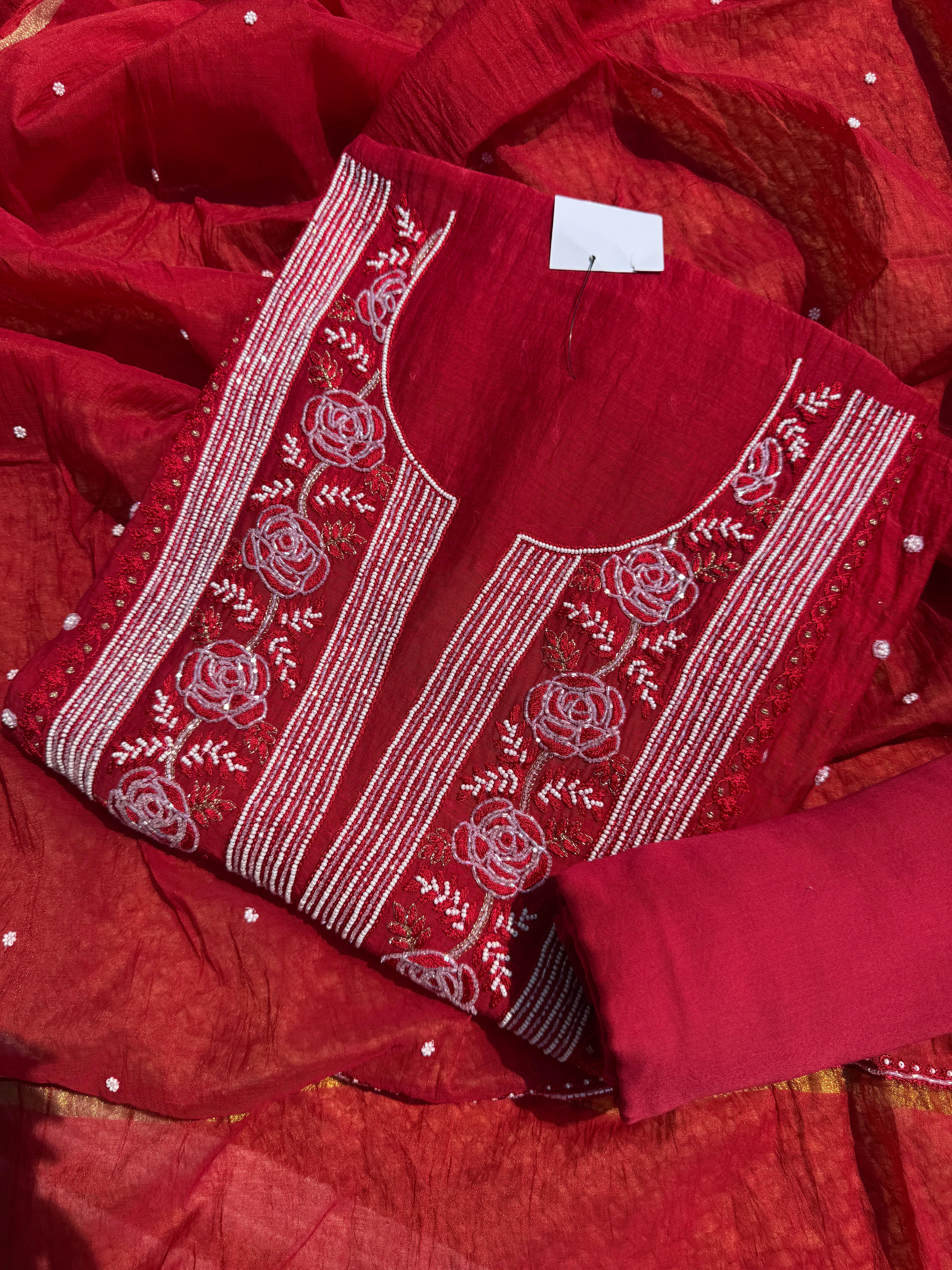 Noor pure mul Lucknowi suit set