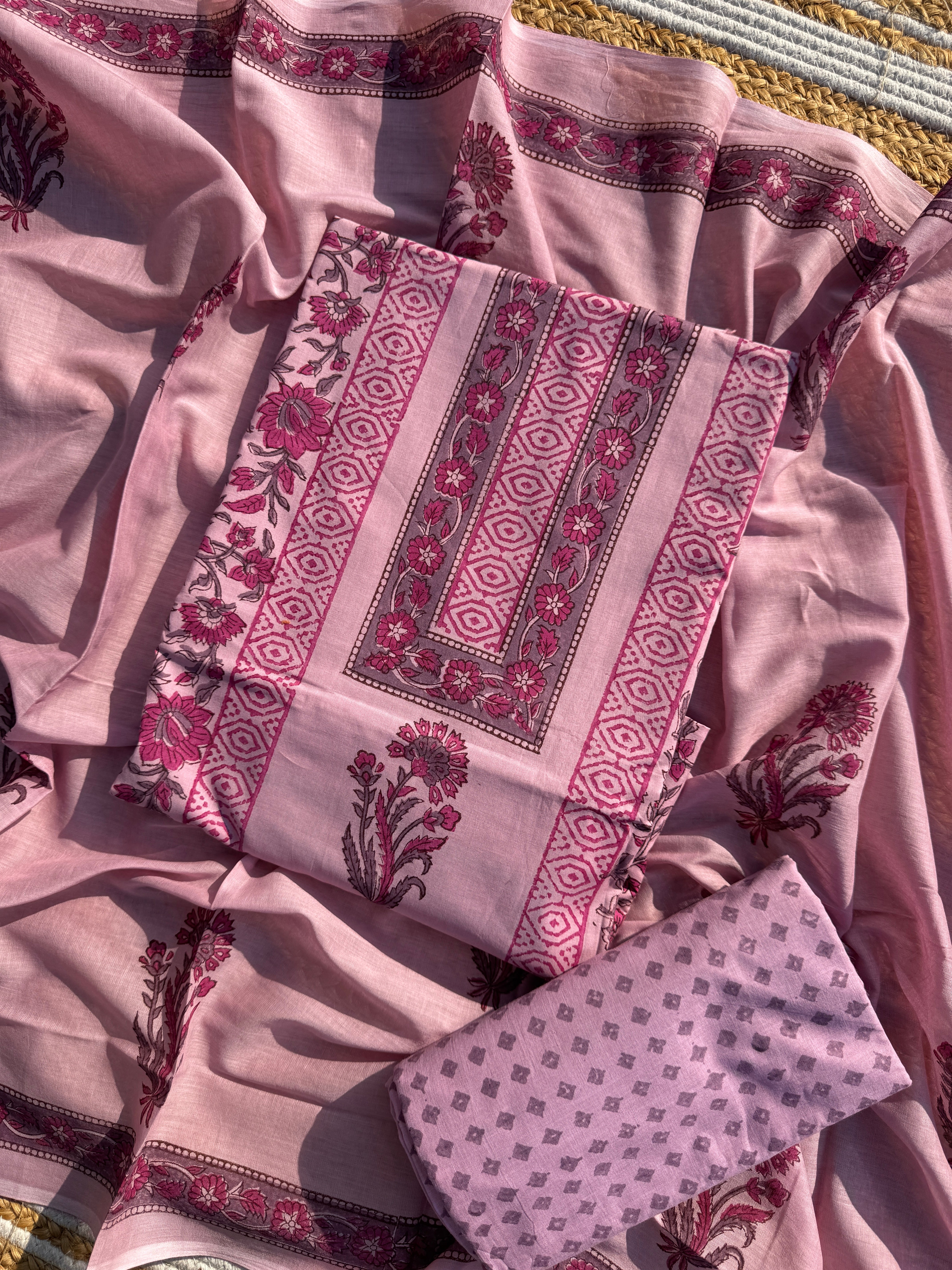 Neher pure cotton block print suit set