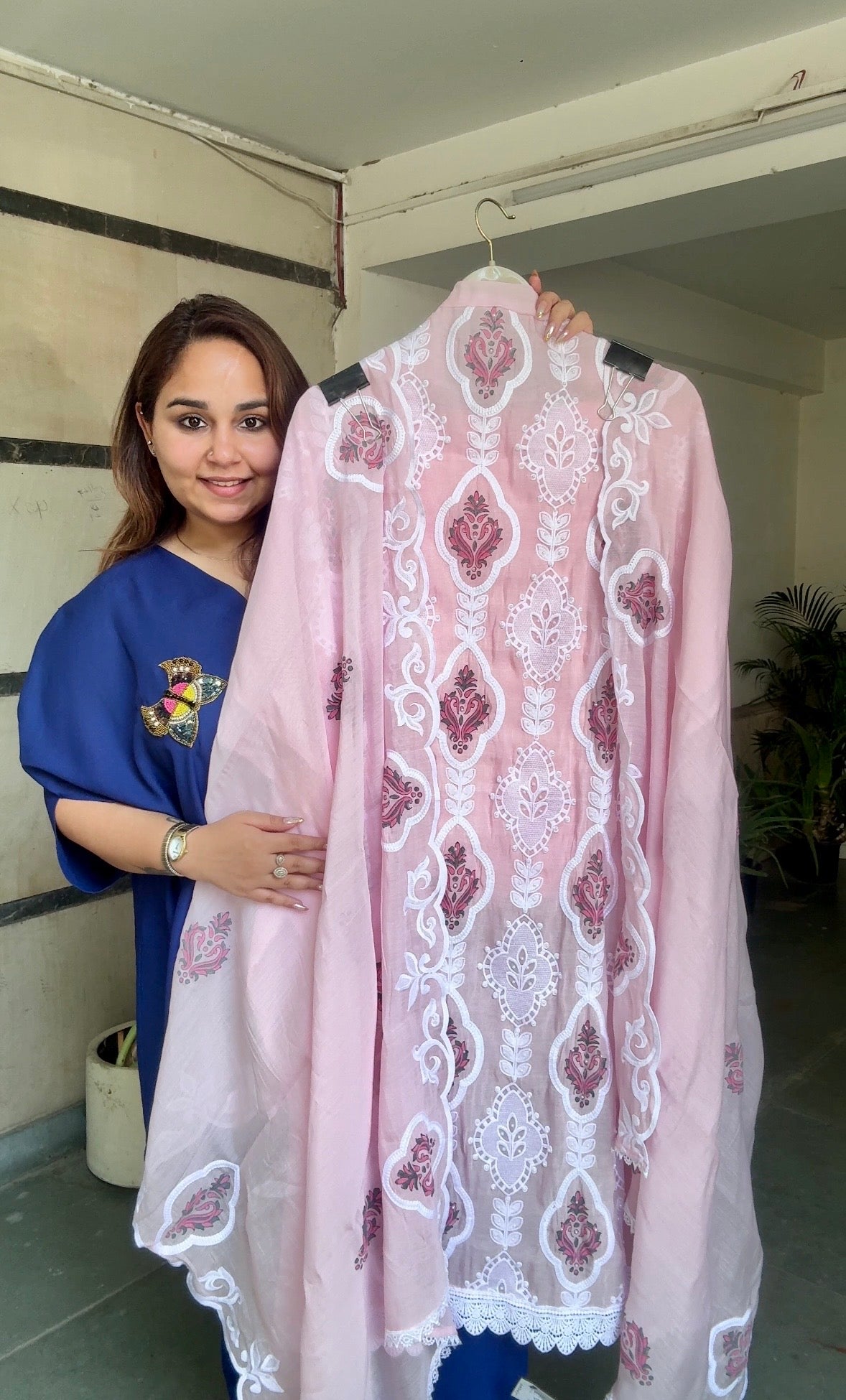 Blush cotton suit set