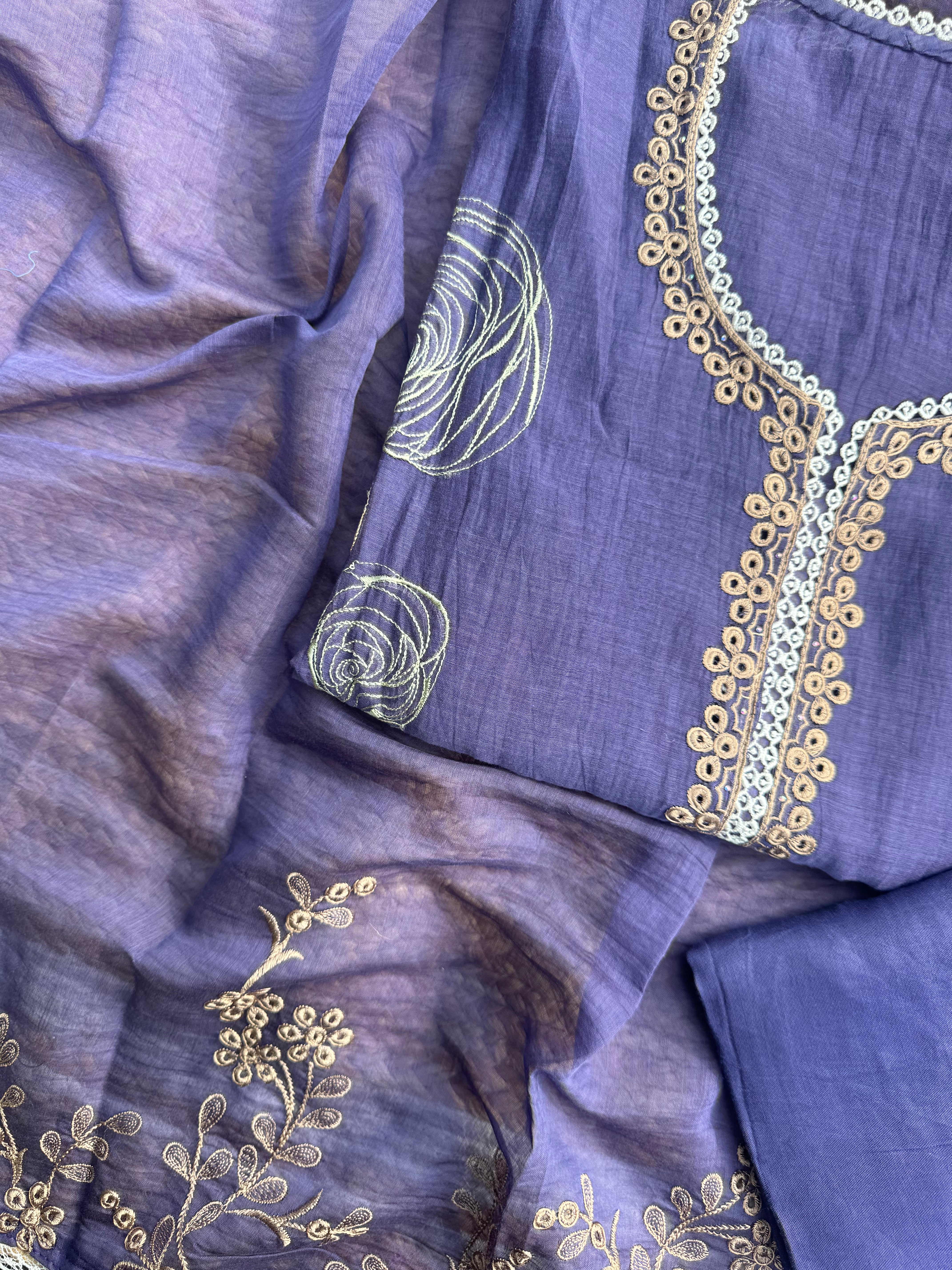 Mystic mauve pure Mulmul suit set
