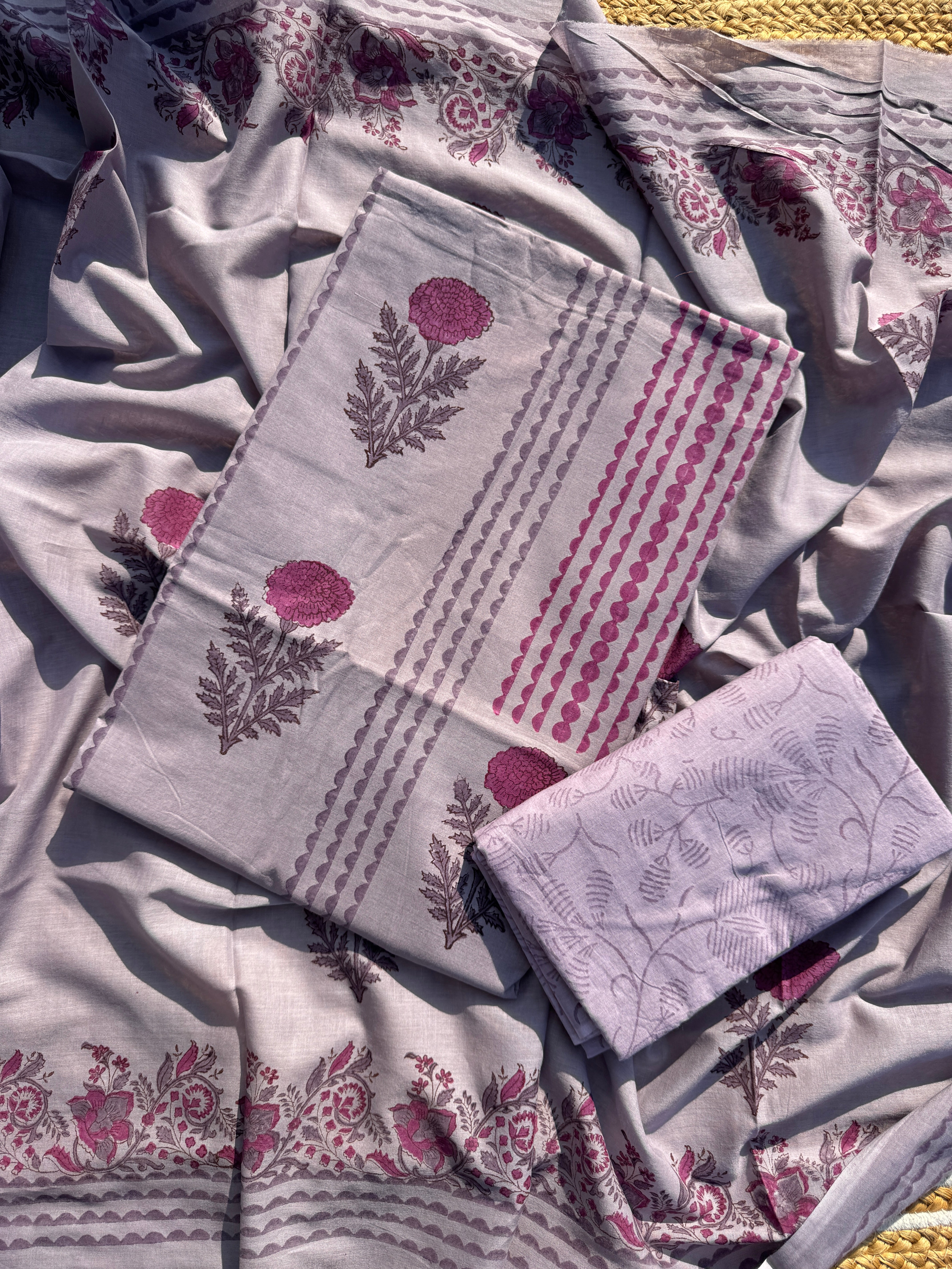 Neher pure cotton block print suit set