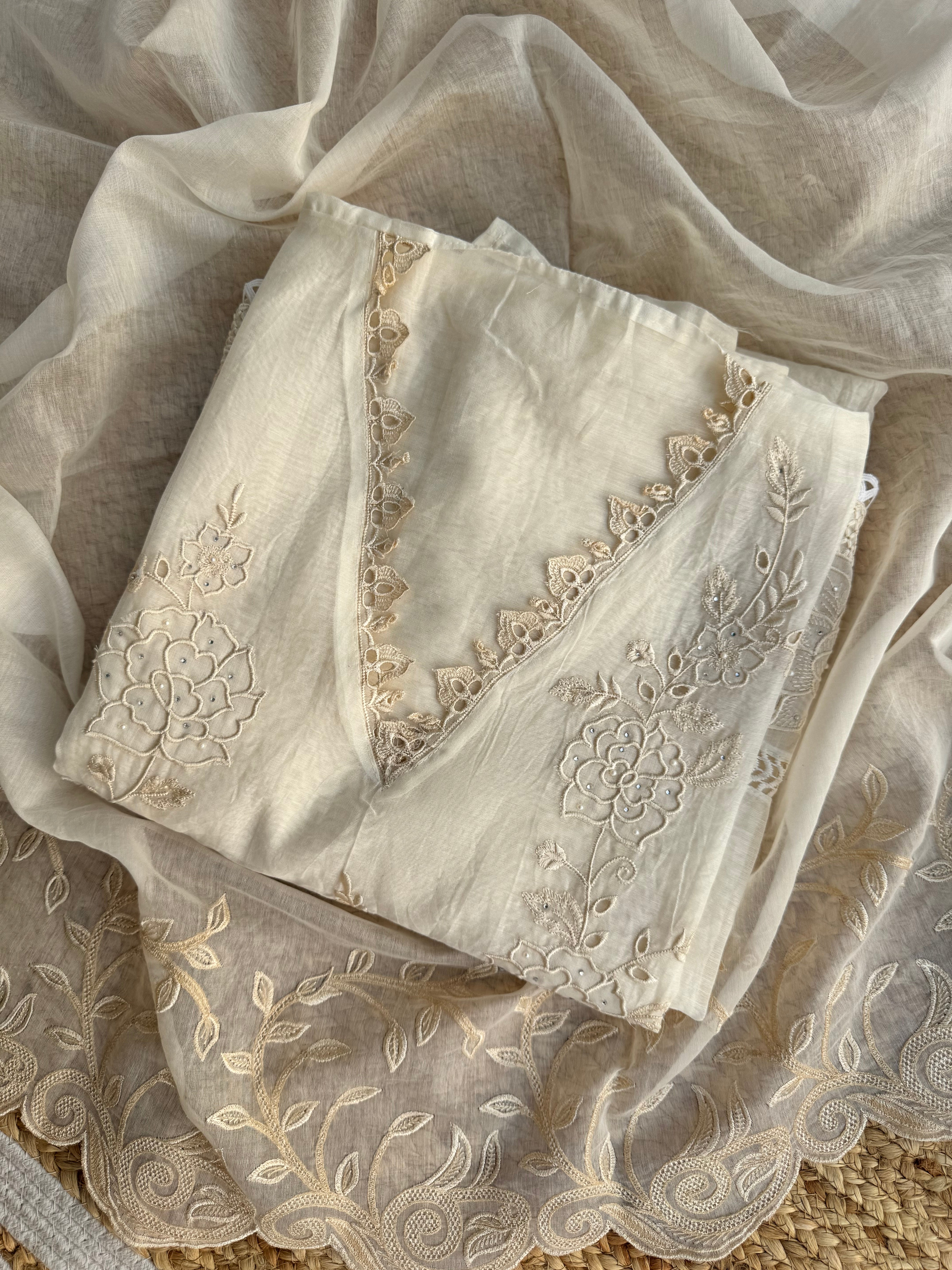 Meher pure Mulmul Chanderi suit set