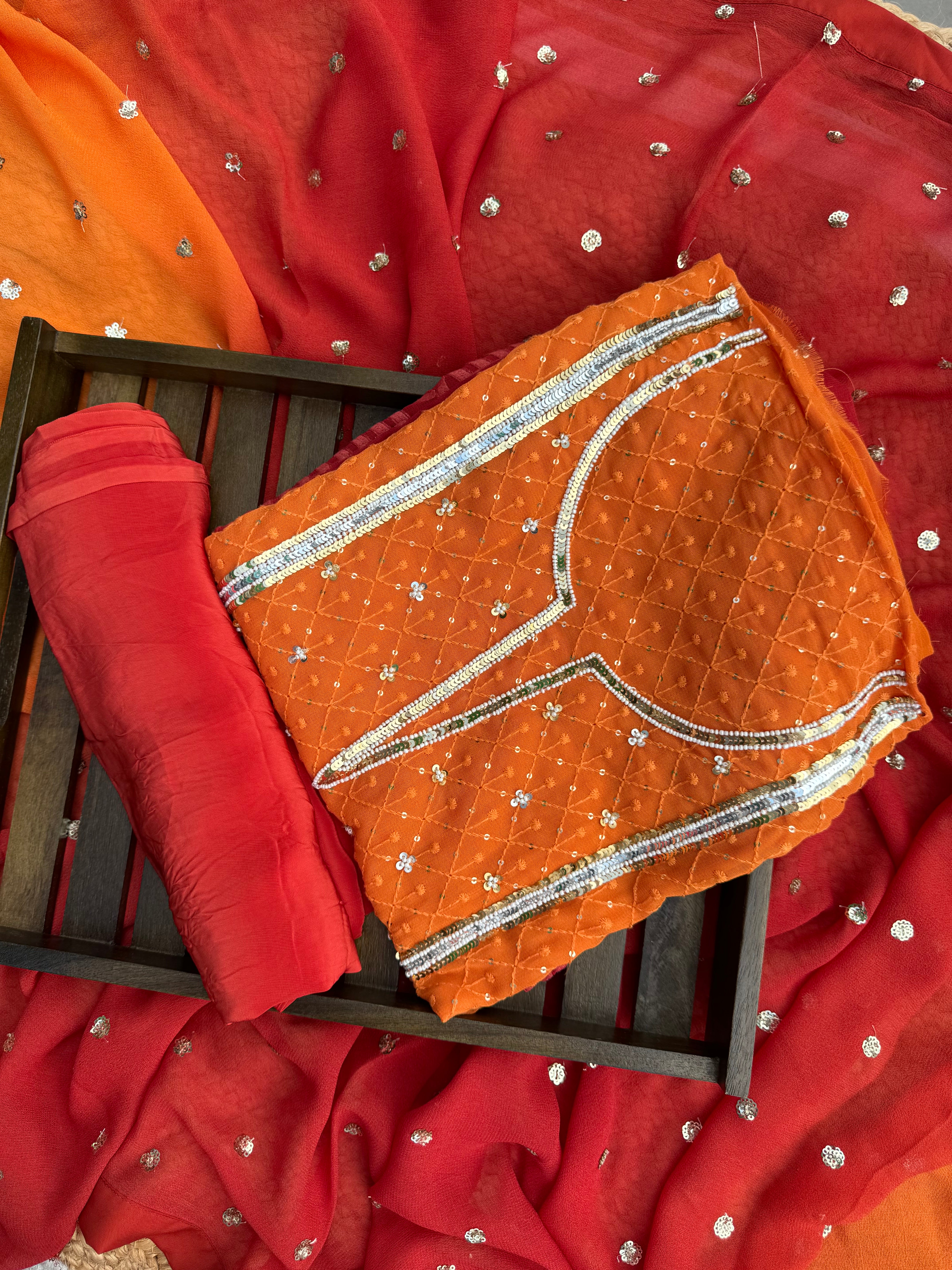 Surkh pure Georgette suit set