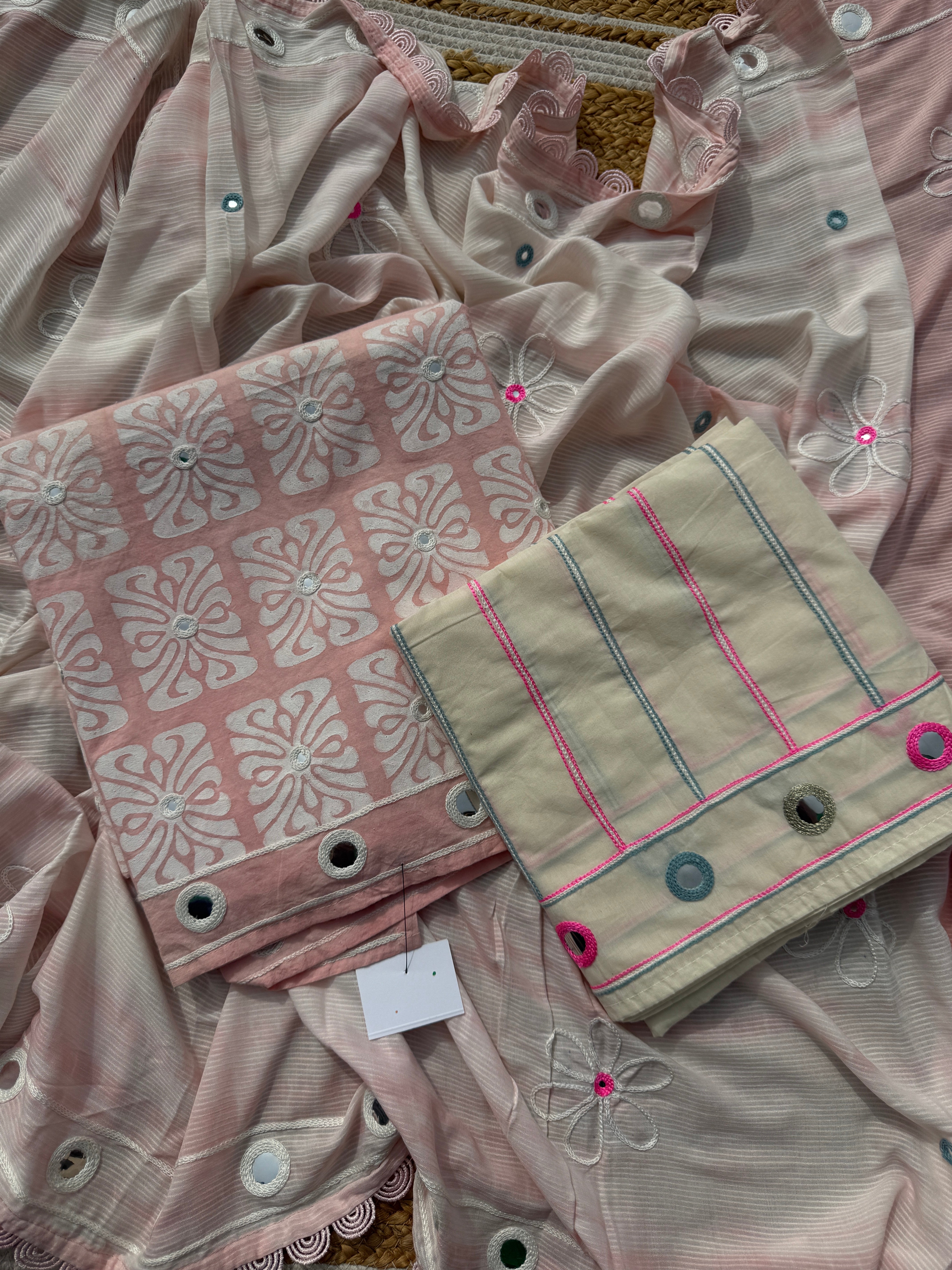 Blush petals cotton suit set