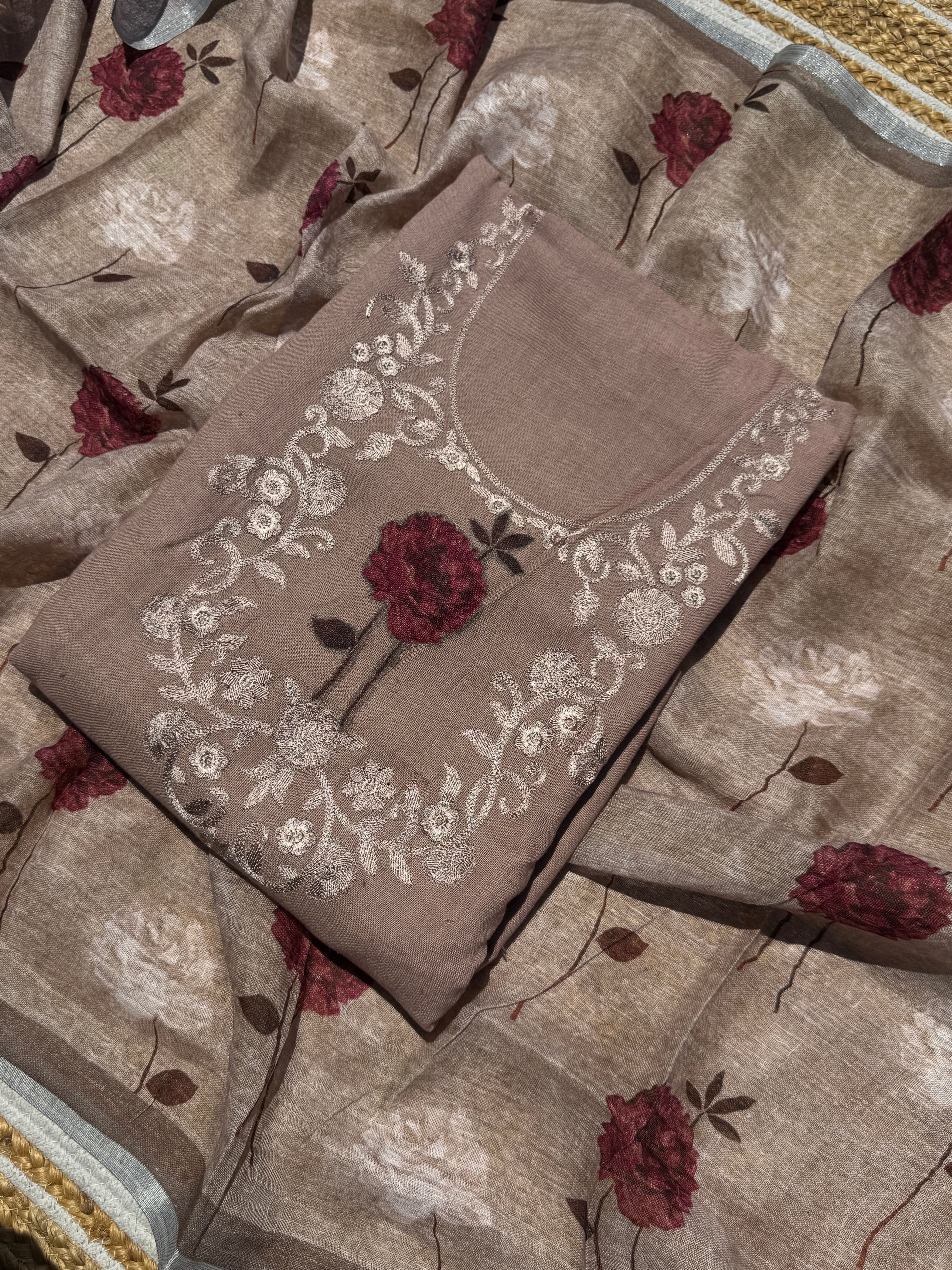 Rose linen suit set